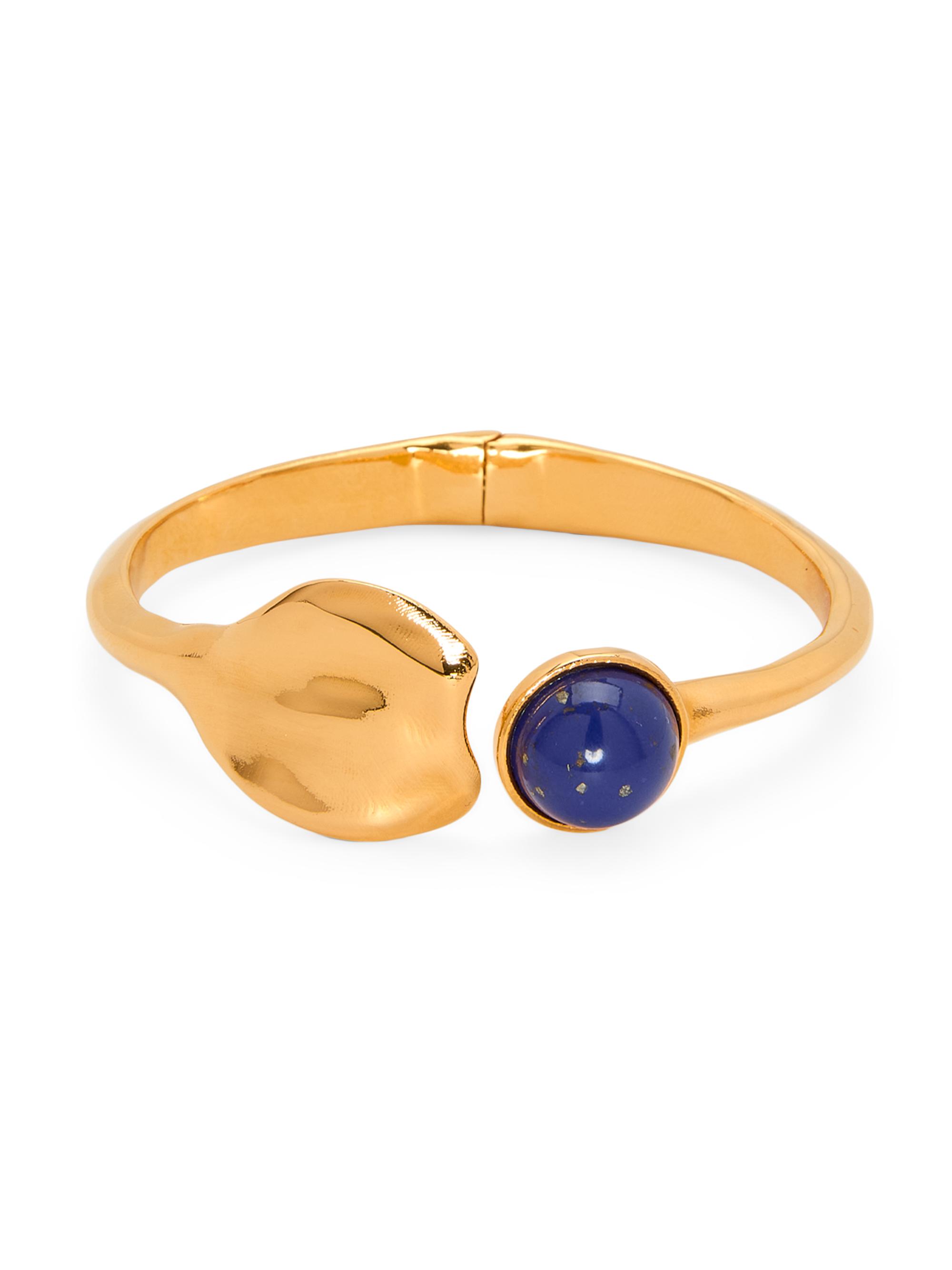 Oscar de la Renta Women's 24K-Gold-Plated & Lapis Paste Smooth Petal Cuff Bracelet - Lapis