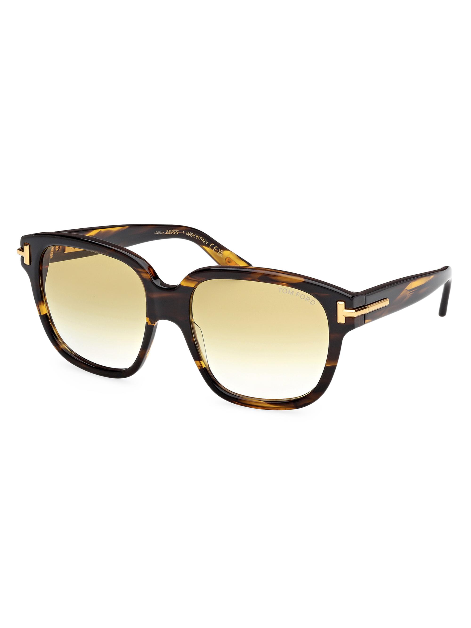 TOM FORD Women's ICON 58MM Square Sunglasses - Striped Brown Yellow