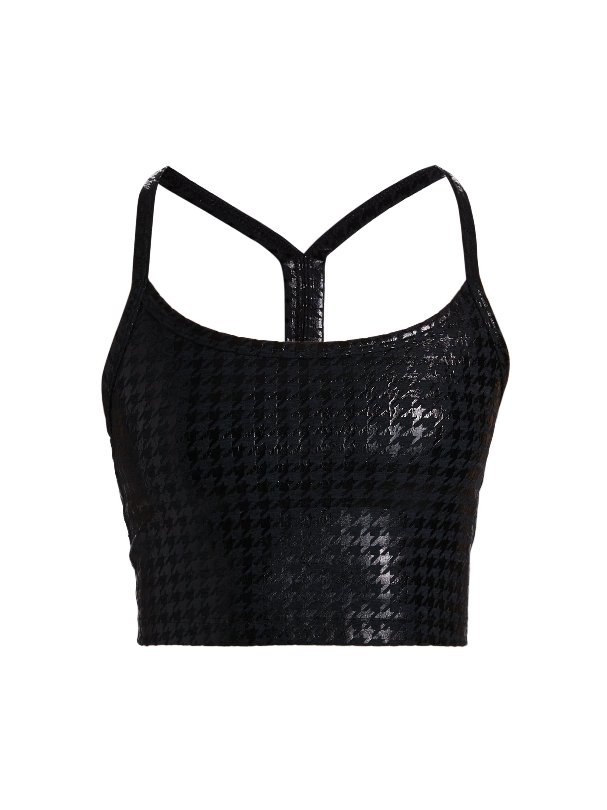 Beyond Yoga Women's Houndstooth Slim Racerback Crop Tank - Houndstooth Black