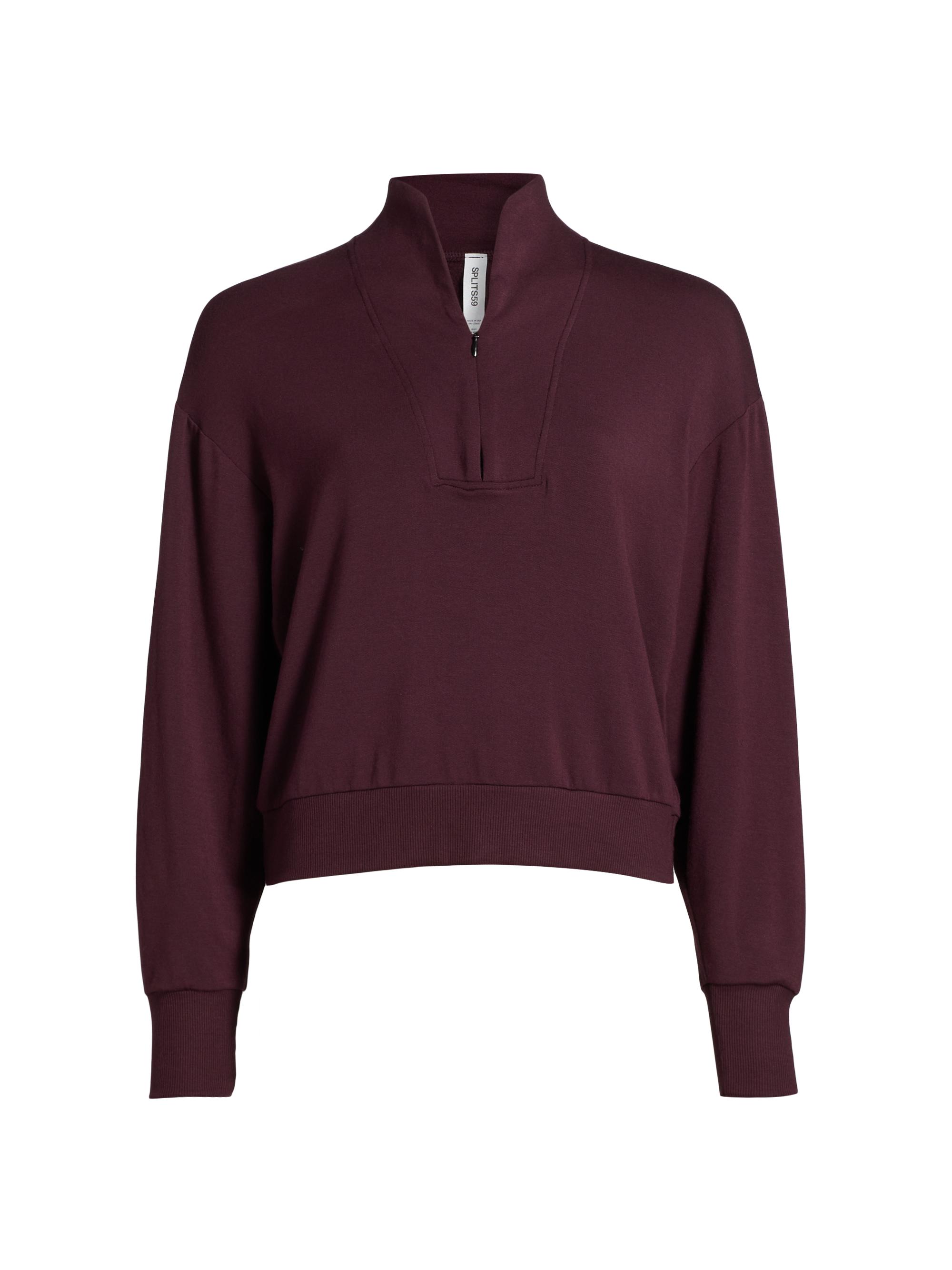 Splits59 Women's Birdie Fleece Half-Zip Sweater - Dark Cherry