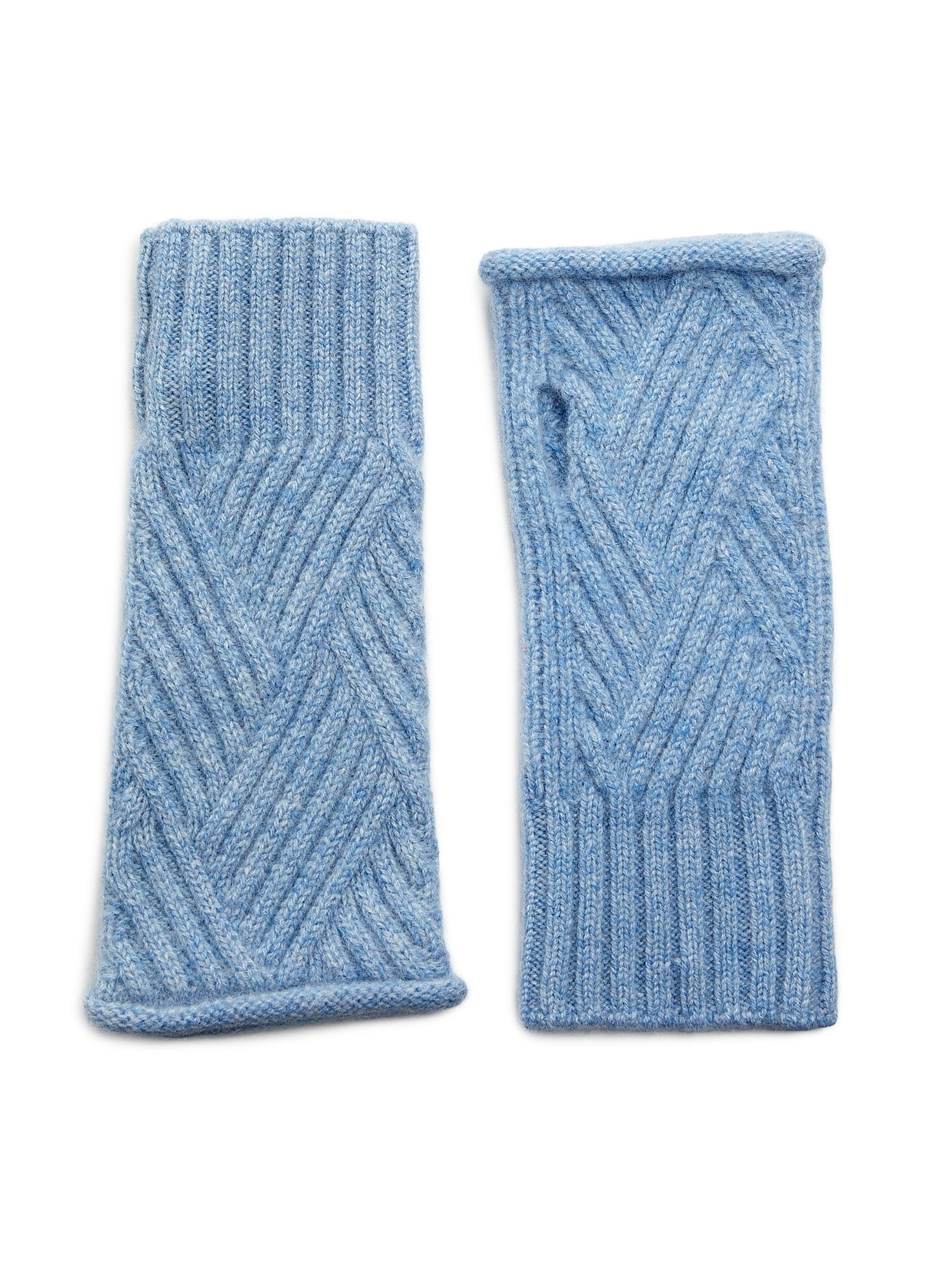 Saks Fifth Avenue Women's Cabel-Knit Ribbed Trim Fingerless Gloves - Frost White