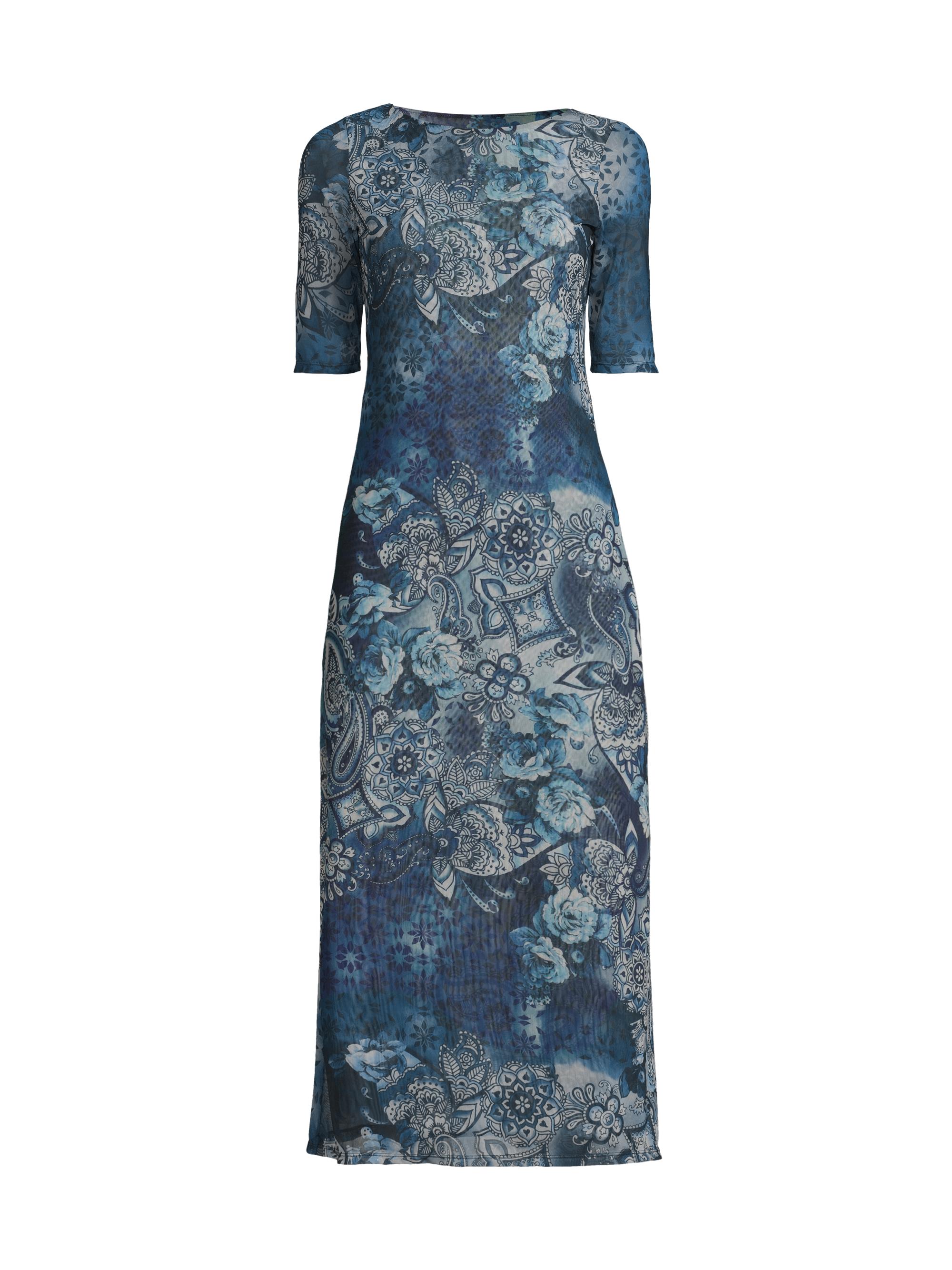 Johnny Was Women's Floral Mesh Boatneck Midi-Dress - Isobel