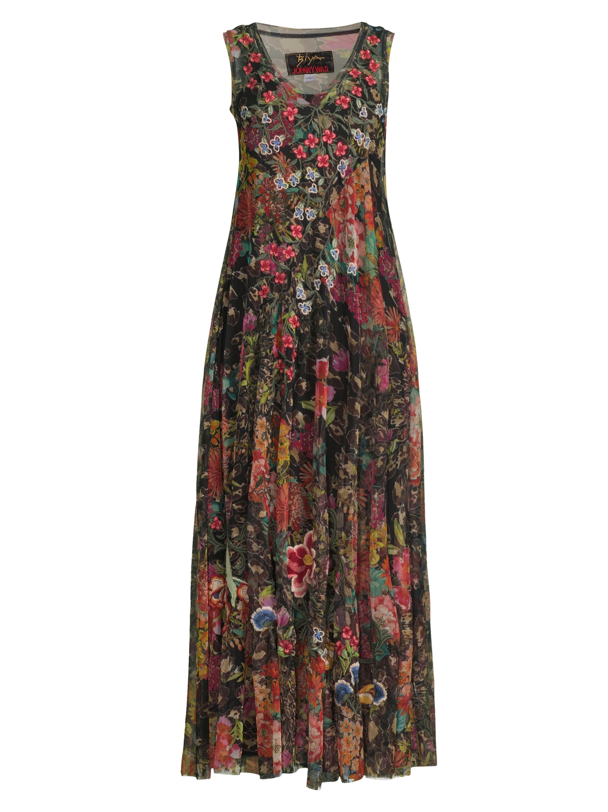 Johnny Was Women's Mazzy Embroidered Mesh Sleeveless Maxi Dress - Wild Gardenia Night