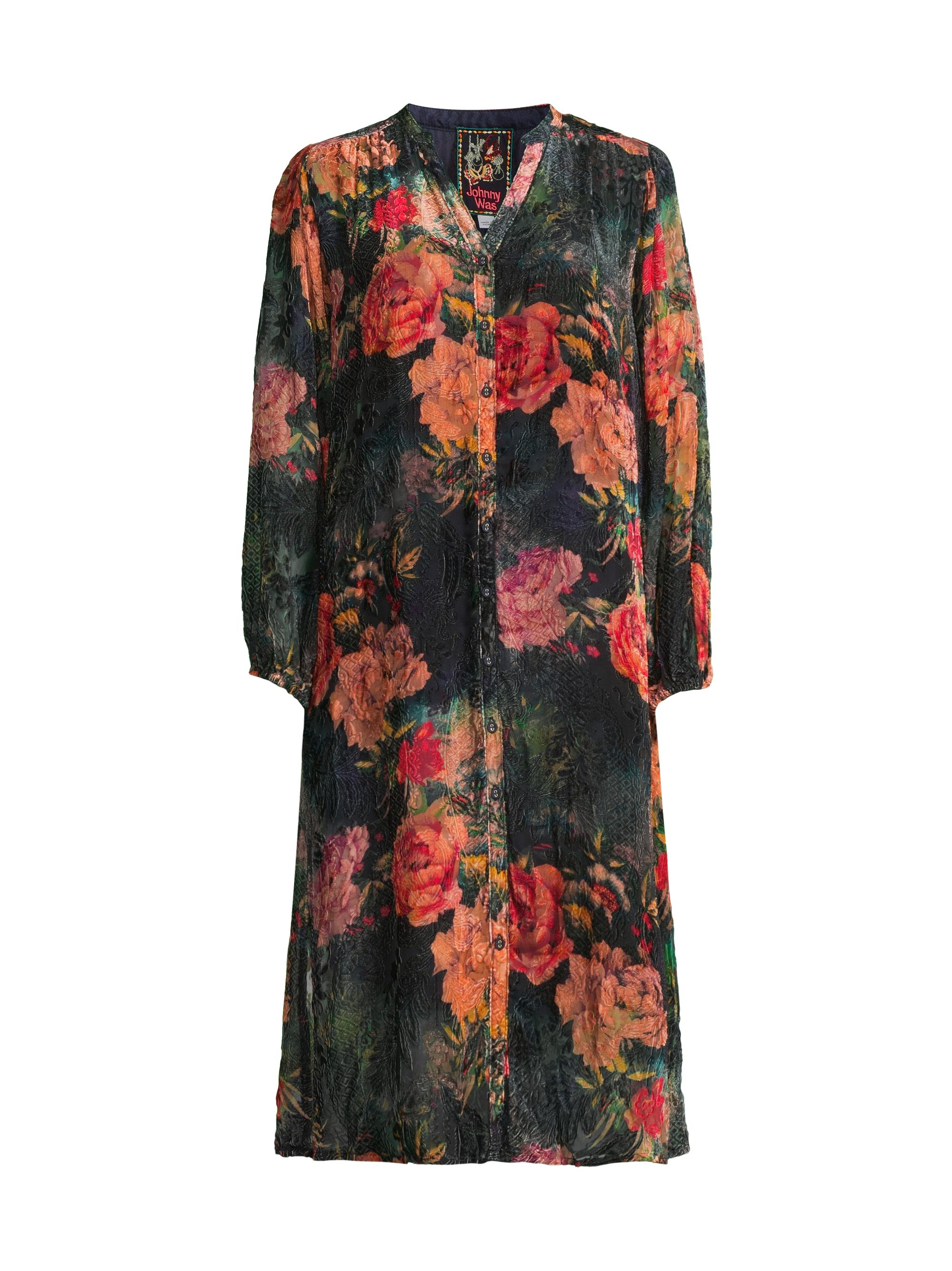 Johnny Was Renna Burnout Velvet Midi-Dress Saks Fifth Avenue