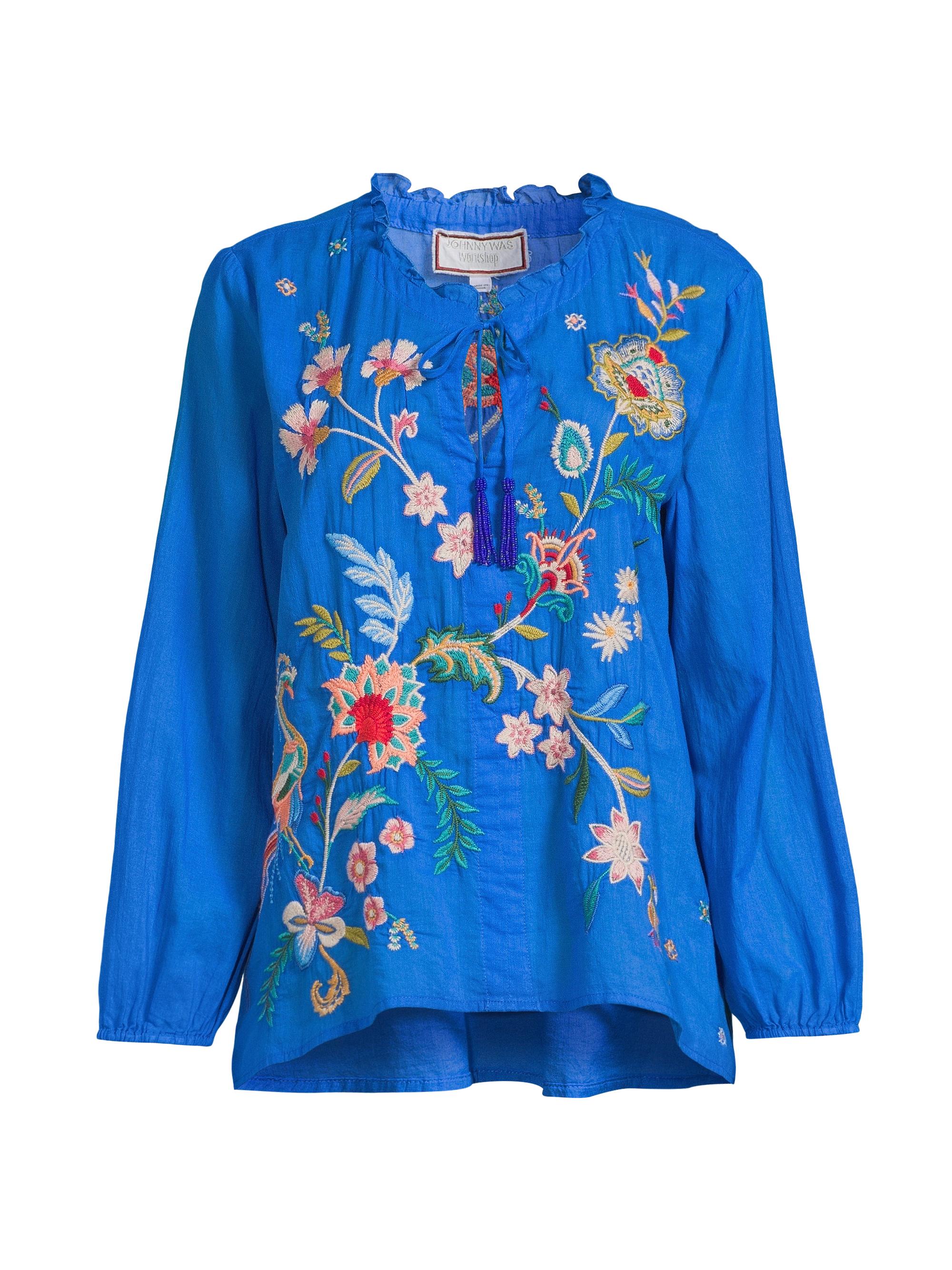Johnny Was Women's Malaya Field Blouse - Lapis Blue