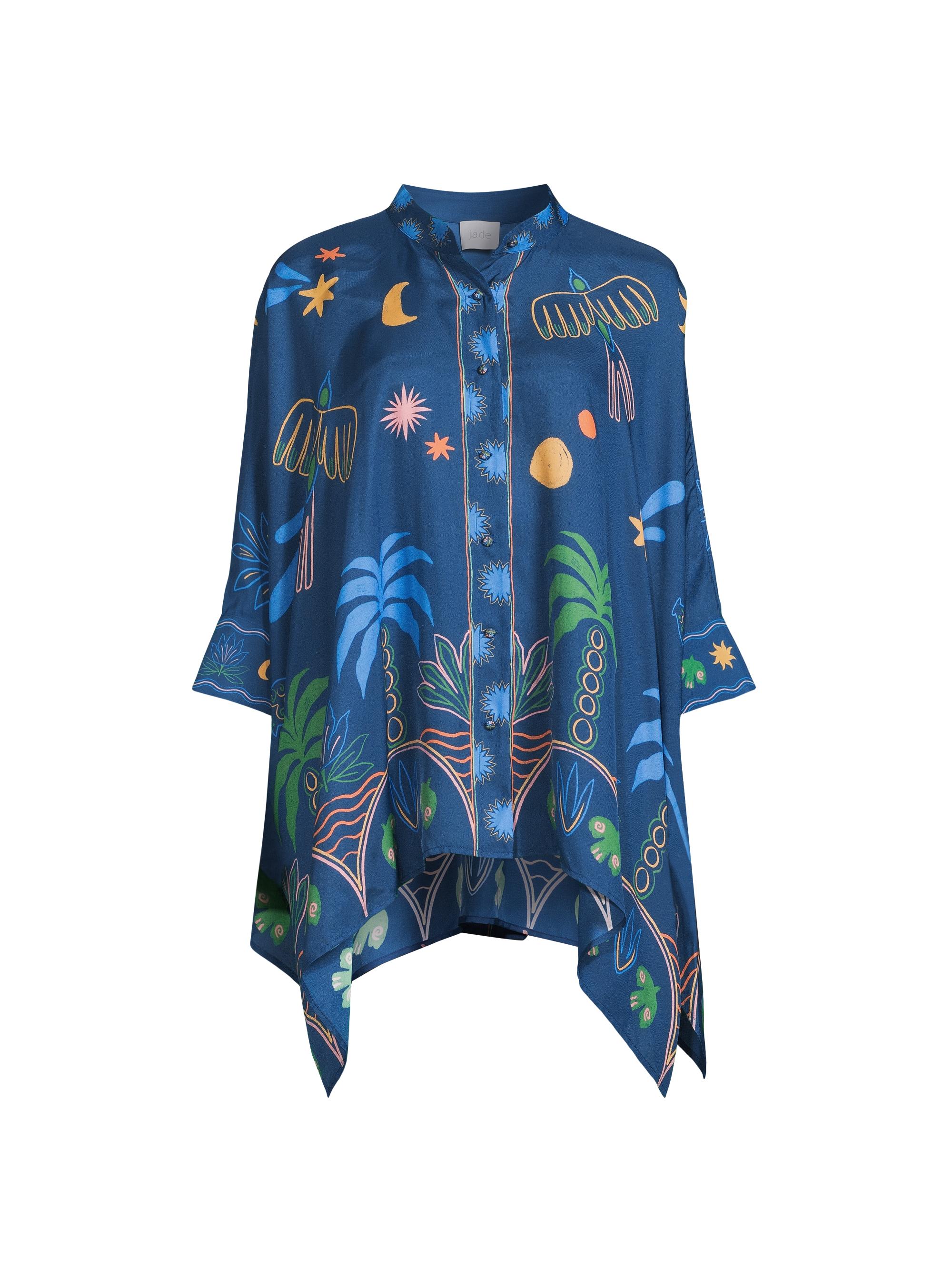 Johnny Was Women's Katia Oversized Silk Blouse - Del Mar
