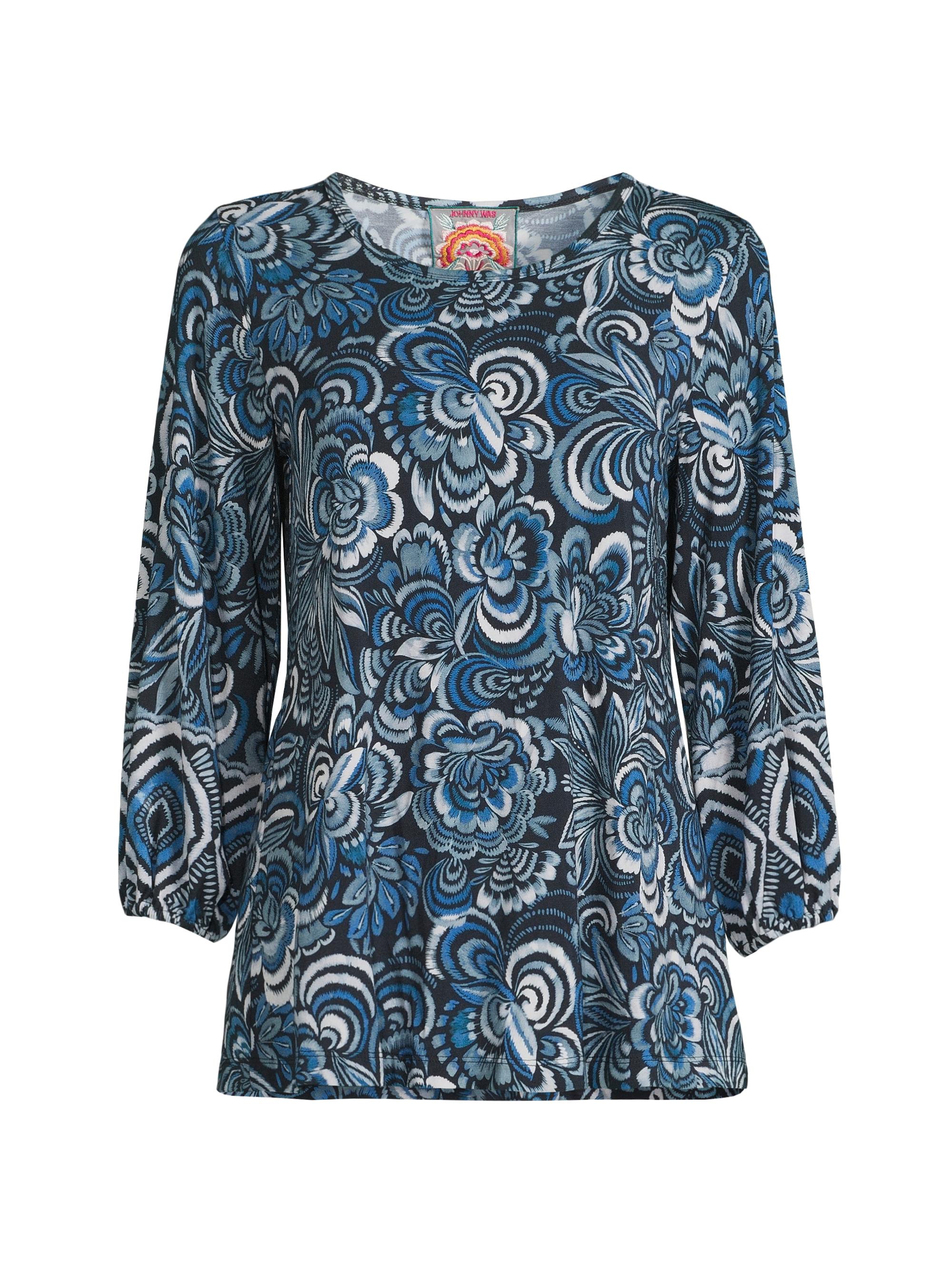 Johnny Was Women's The Janie Favorite Puff-Sleeve Knit Shirt - Feathery Flower