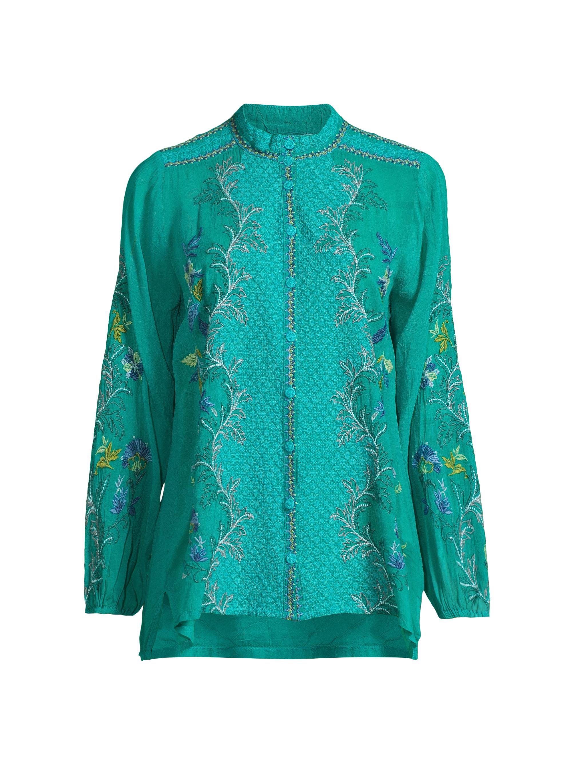 Johnny Was Women's Eleana Woven Blouse - Bondi Teal