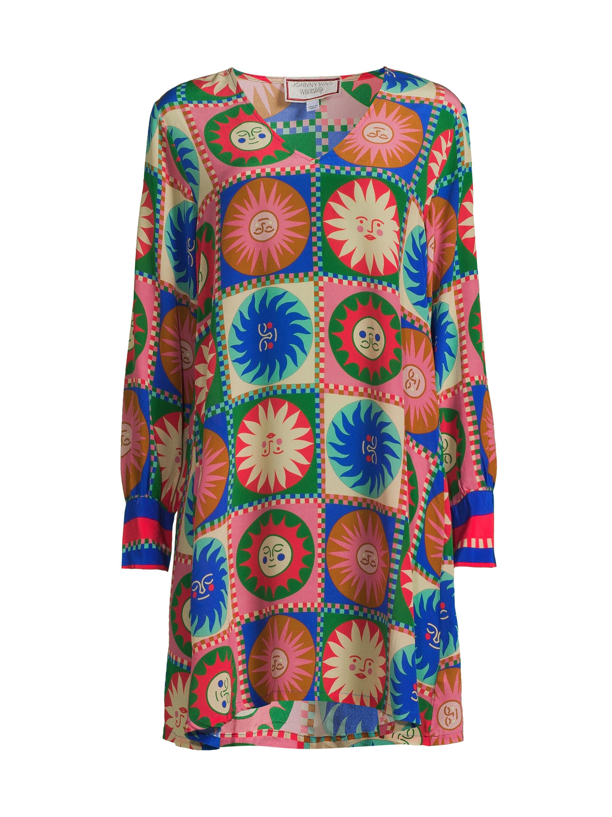 Johnny Was Lionora V-Neck Silk Swing Dress | Saks Fifth Avenue