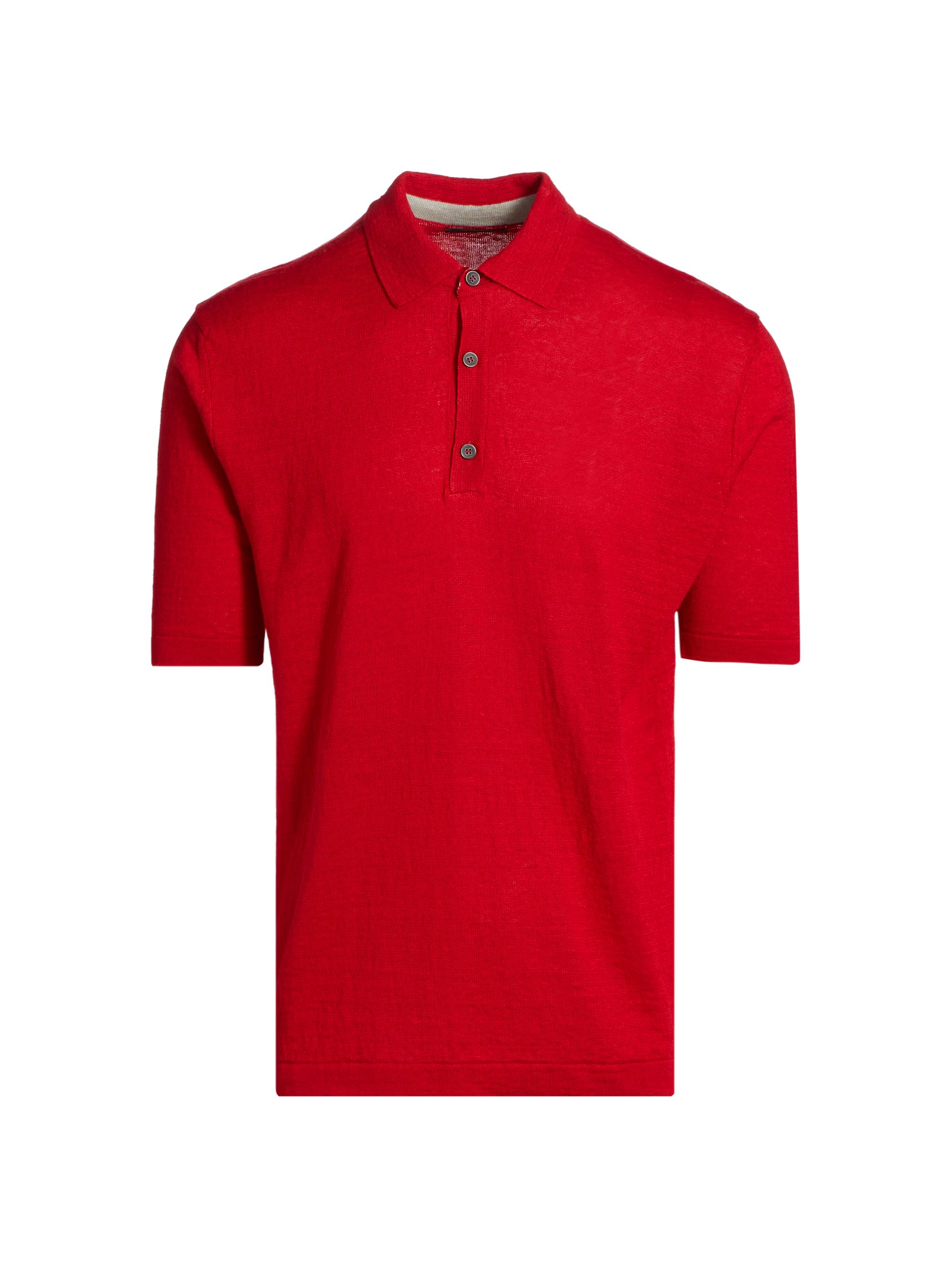 Saks Fifth Avenue Men's Solid Linen Polo Shirt - Red