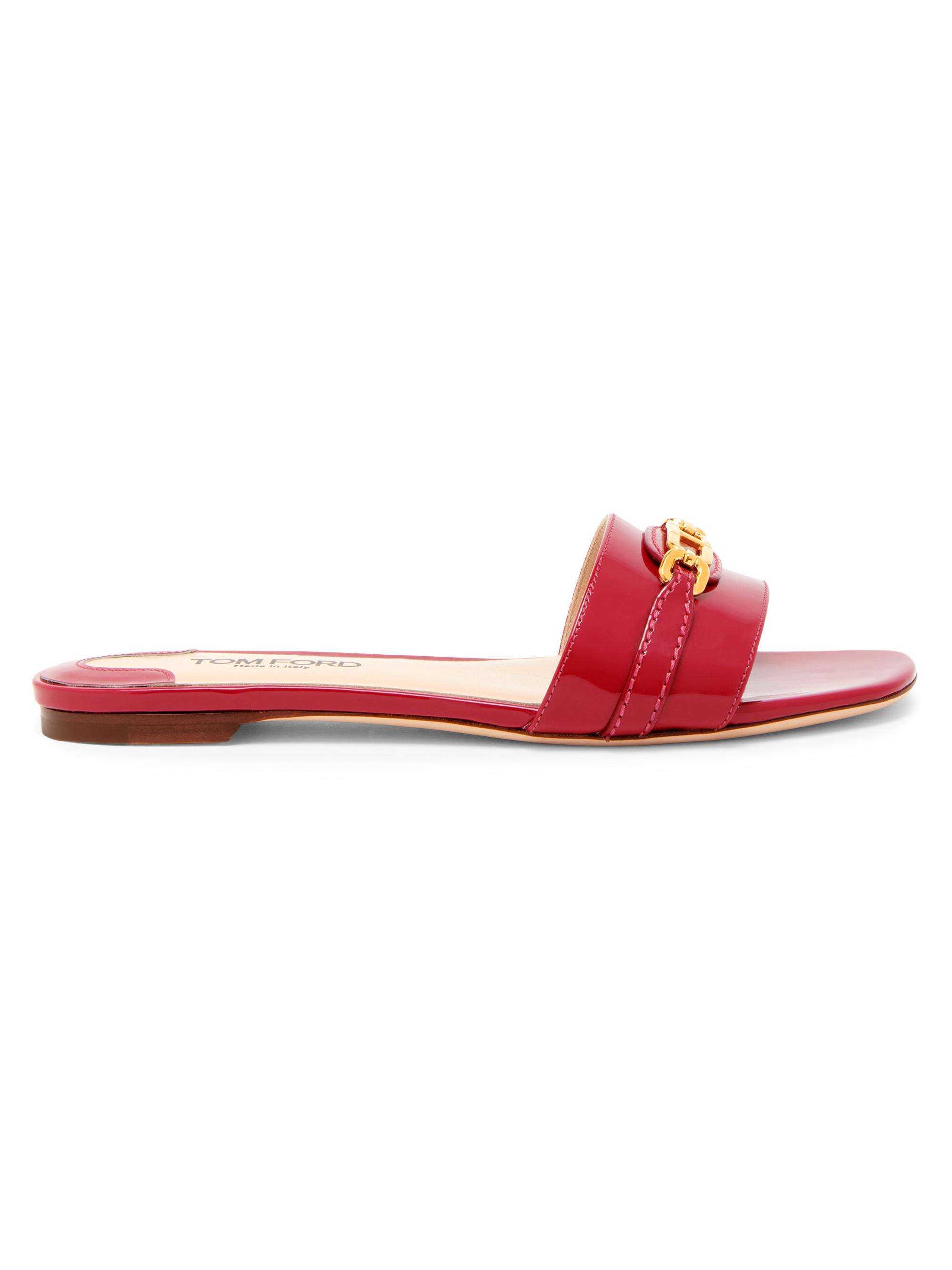 TOM FORD Women's Patent Leather Slides - Raspberry  Sandals