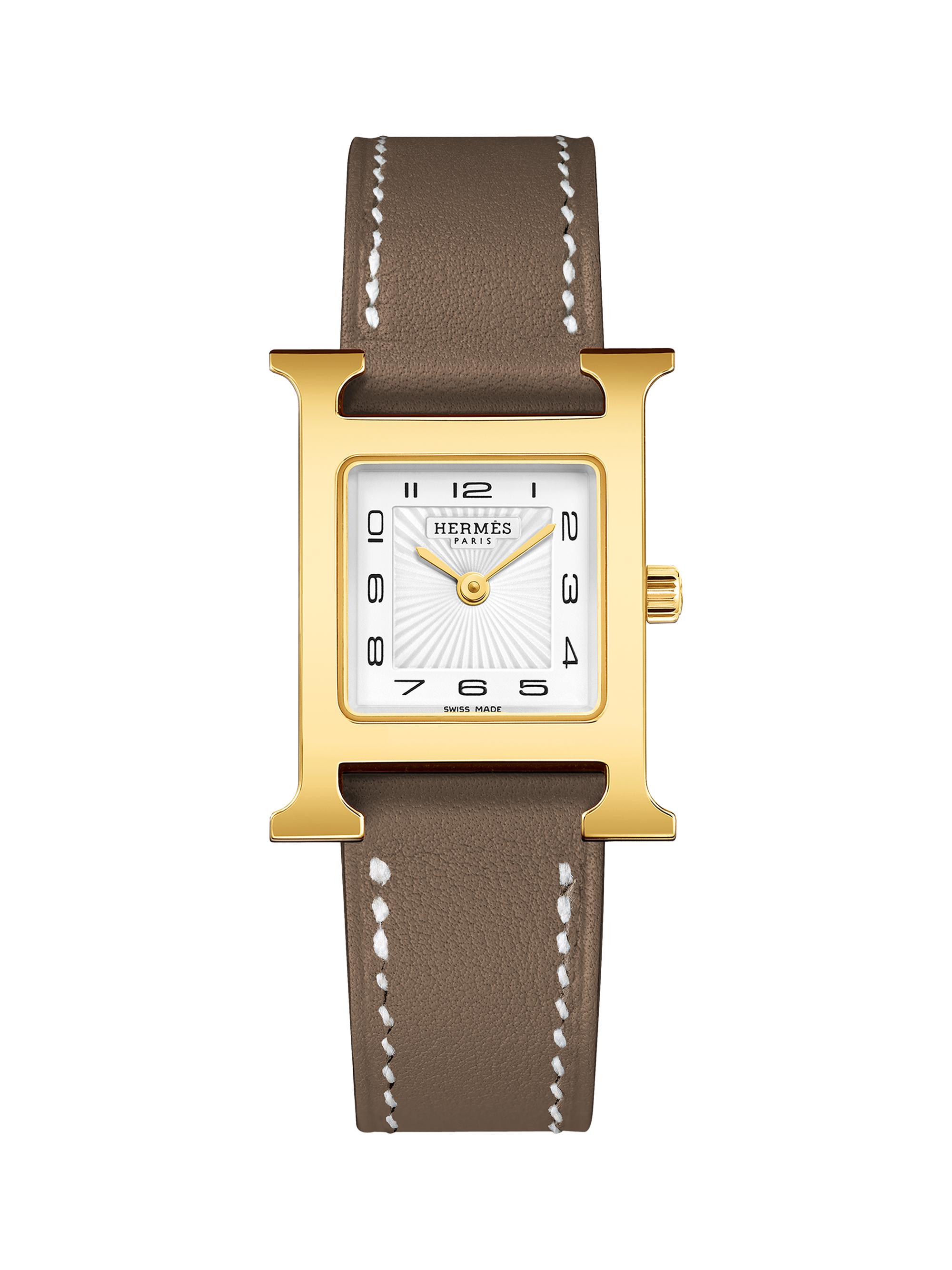 HERMÈS Women's Heure H 18K-Gold-Plated & Leather Strap Watch/25MM - Yellow Gold