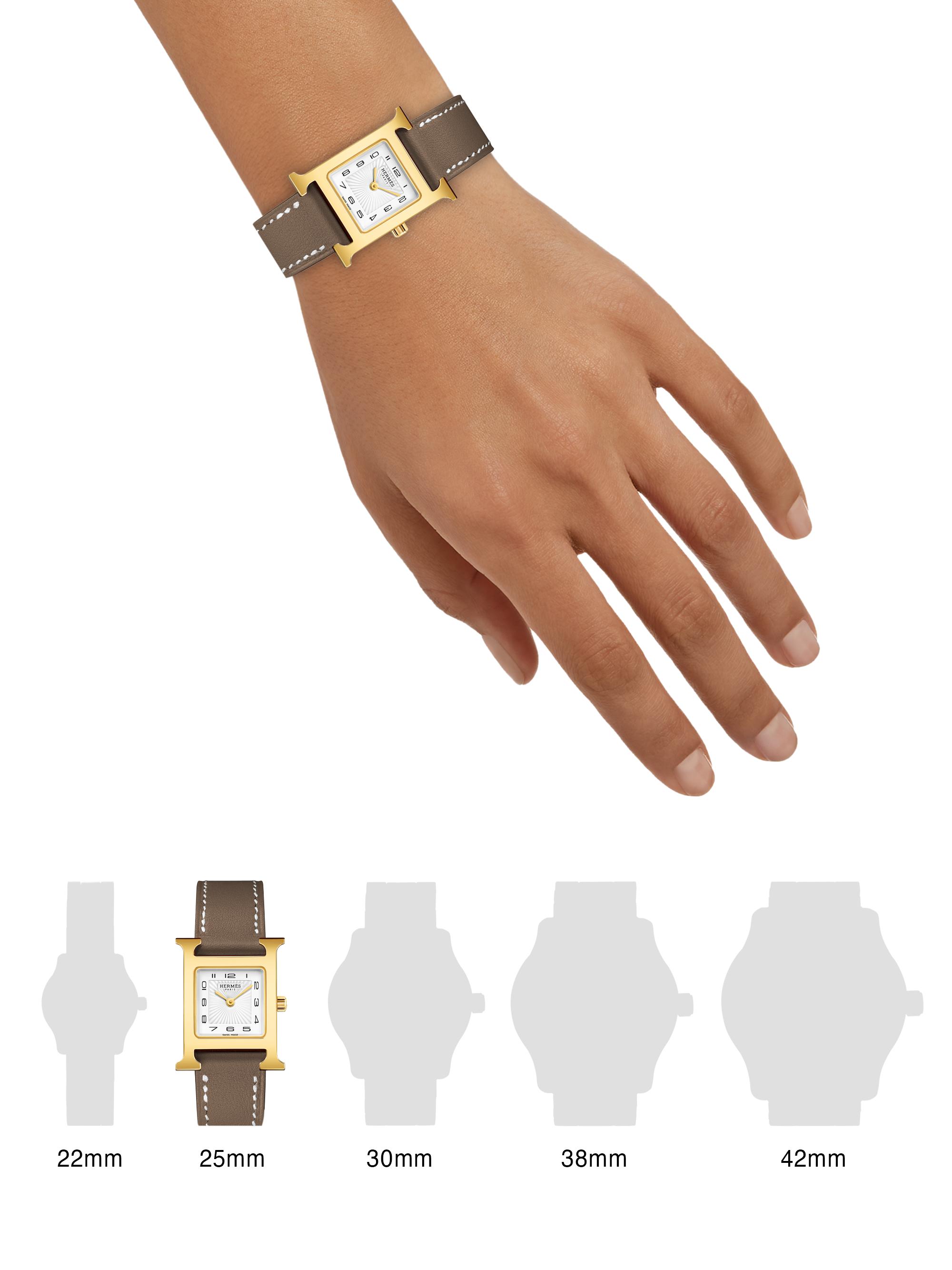 HERMÈS Heure H 18K-Gold-Plated & Leather Strap Watch/25MM | Saks