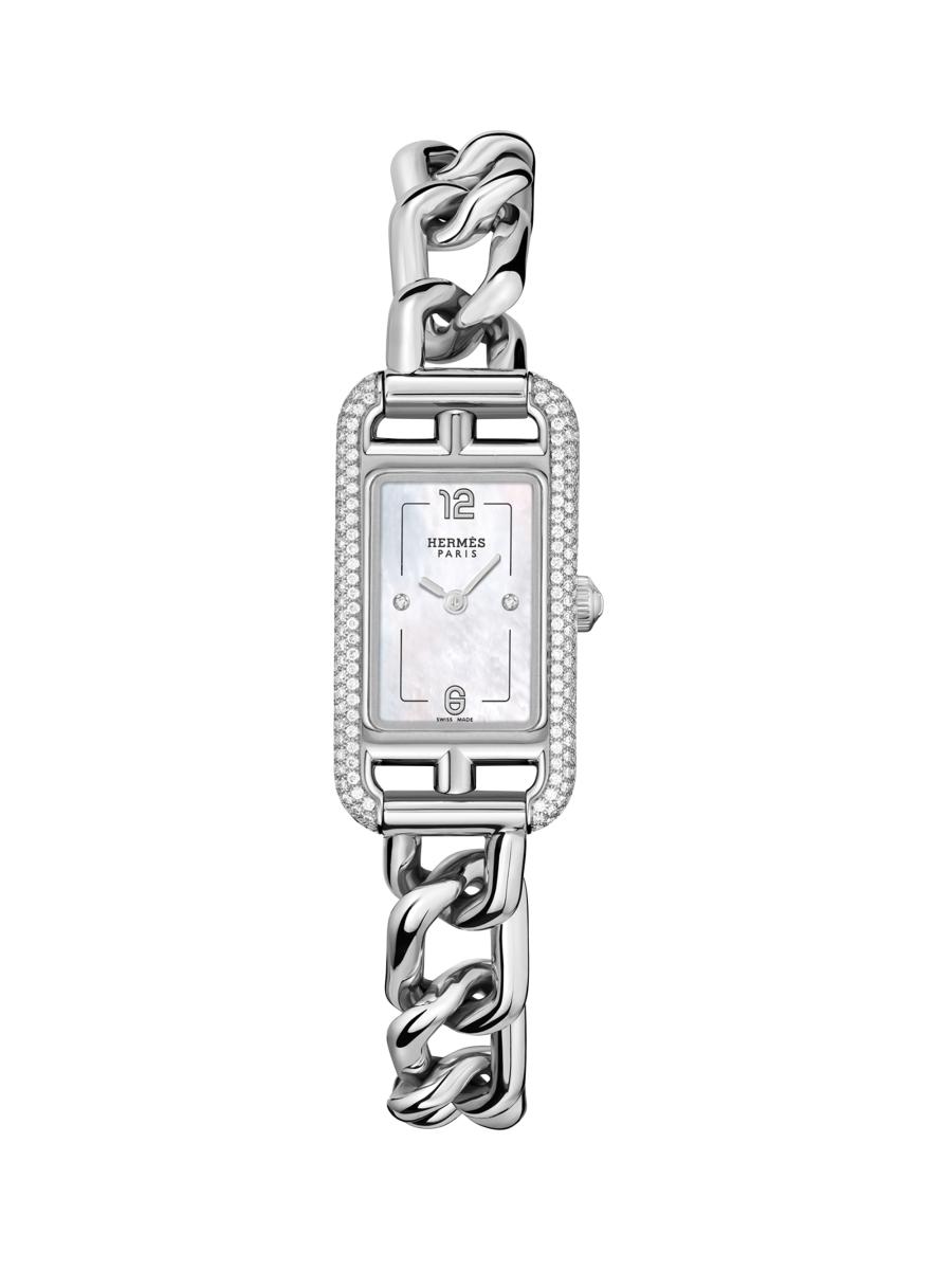T*e様 HERMES 腕時計 ジャンク扱い HERMÈS Nantucket Stainless Steel & 0.58 TCW Diamond Bracelet Watch
