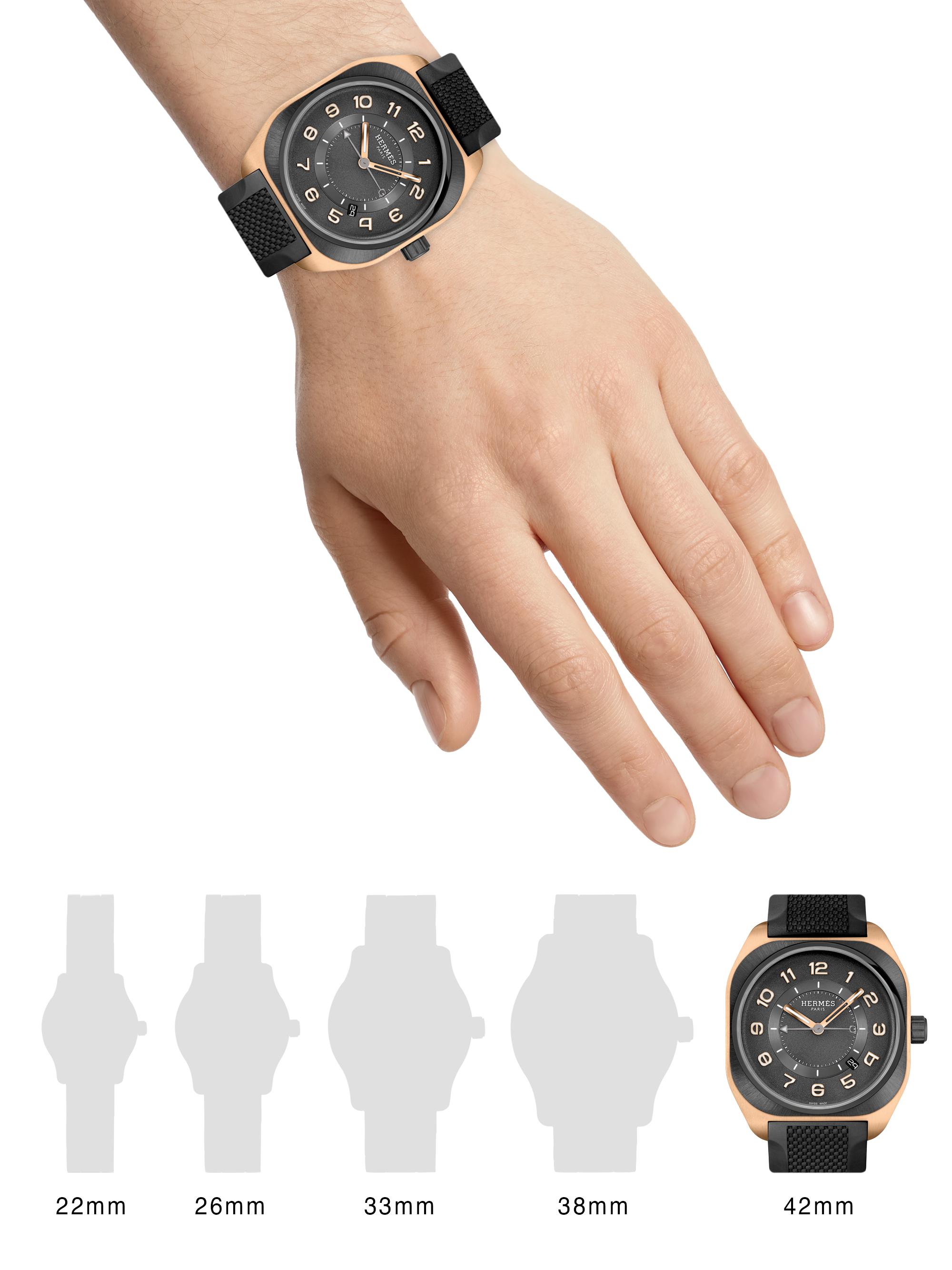 HERMÈS H08 18K Rose Gold, Titanium & Rubber-Strap Watch/42MM