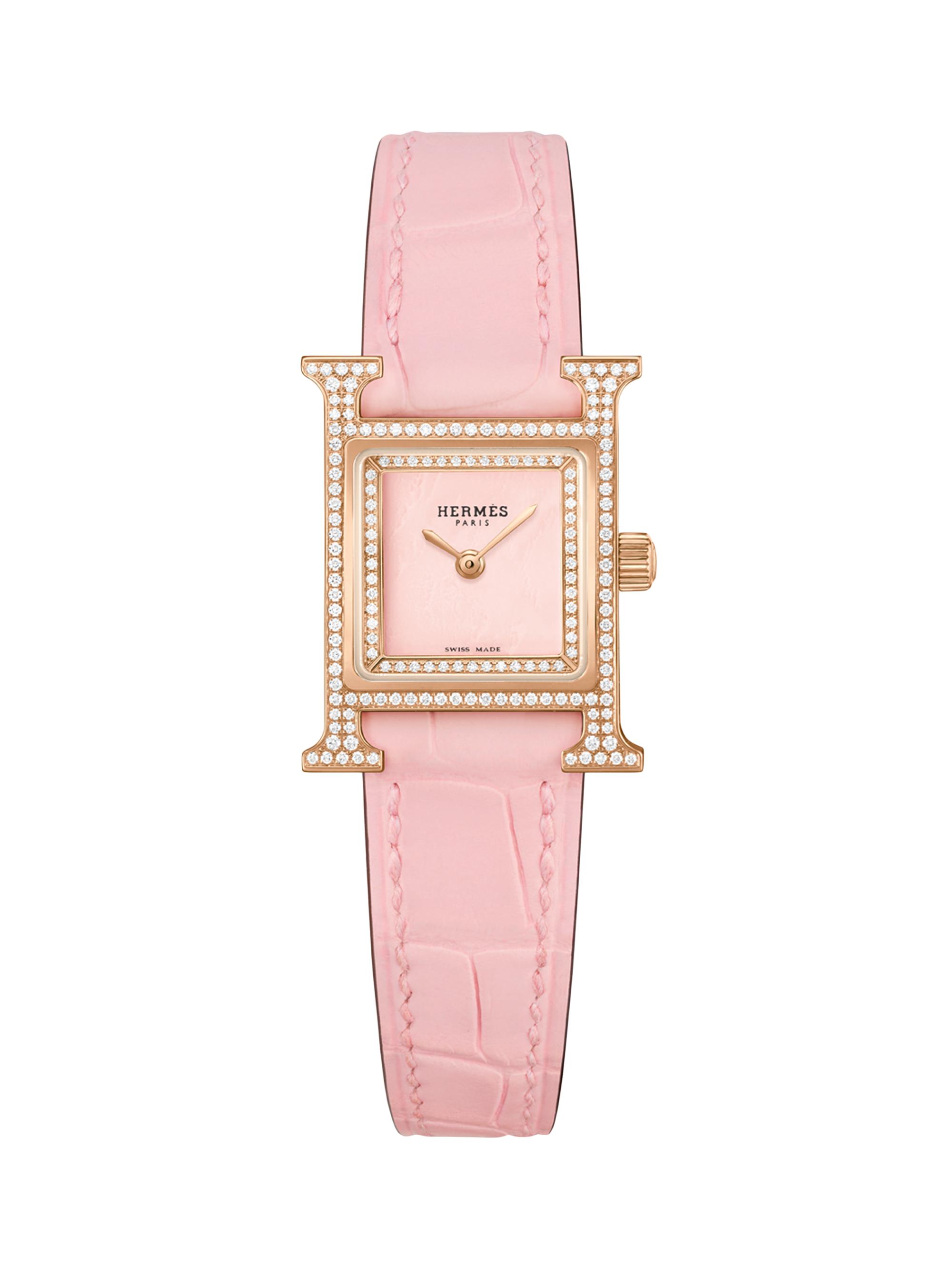 HERMÈS Women's Heure H 18K Rose Gold, 0.30 TCW Diamond & Alligator-Strap Watch/21MM - Rose Gold