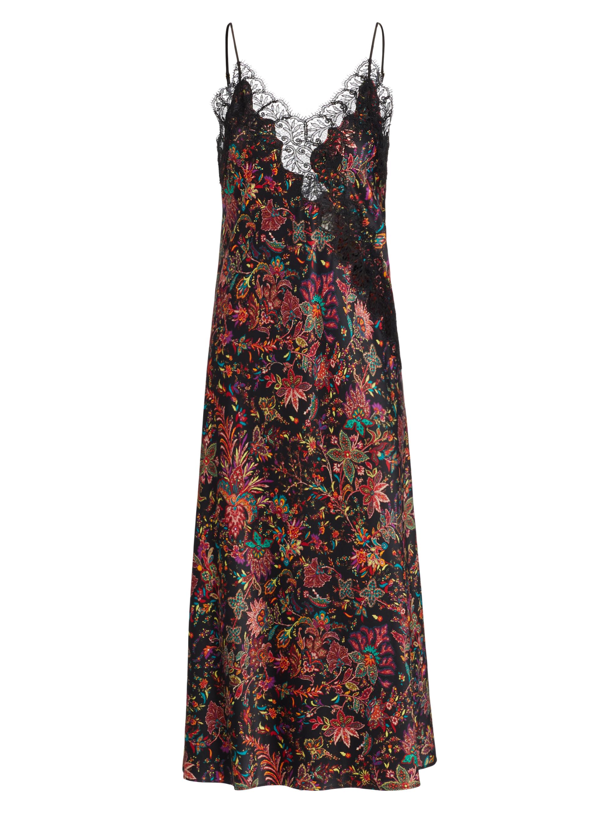 Natori Women's Granada Floral Lace-Trimmed Chemise - Black Multi