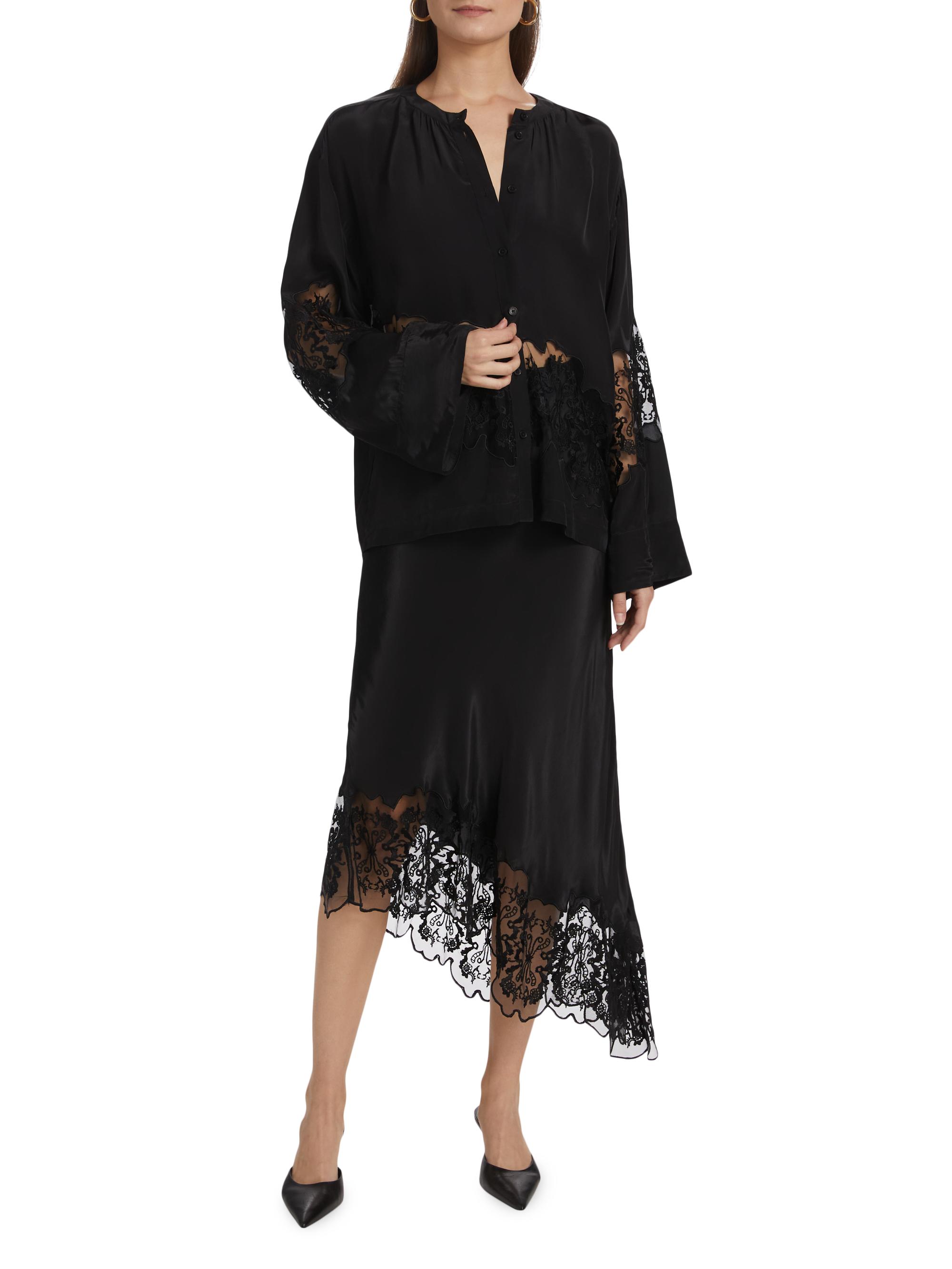 Maria Cher Mellado Ollie Lace-Hem Midi-Skirt | Saks Fifth Avenue