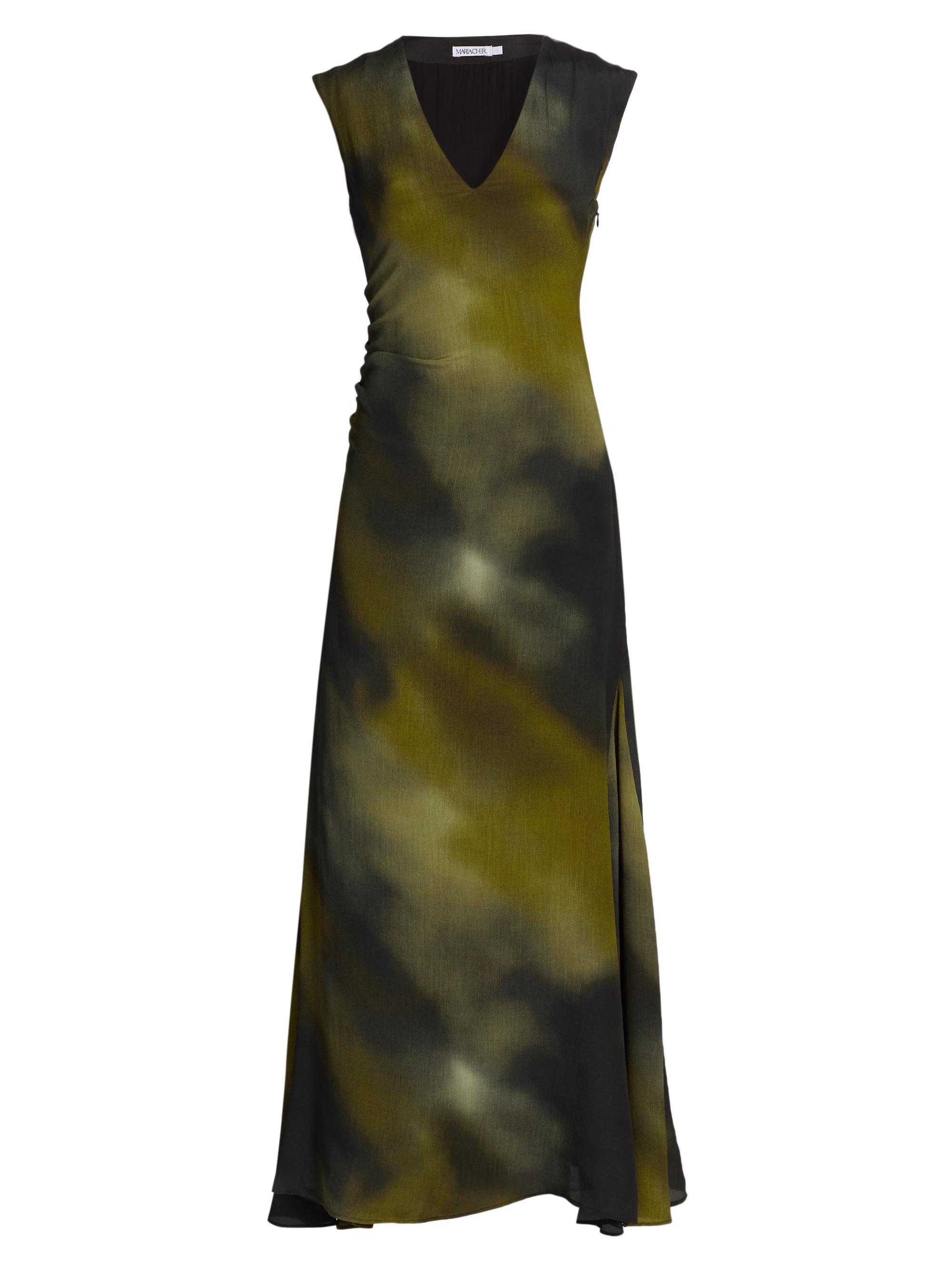 Maria Cher Women's Varela Mika Silk Abstract Gown - Olive