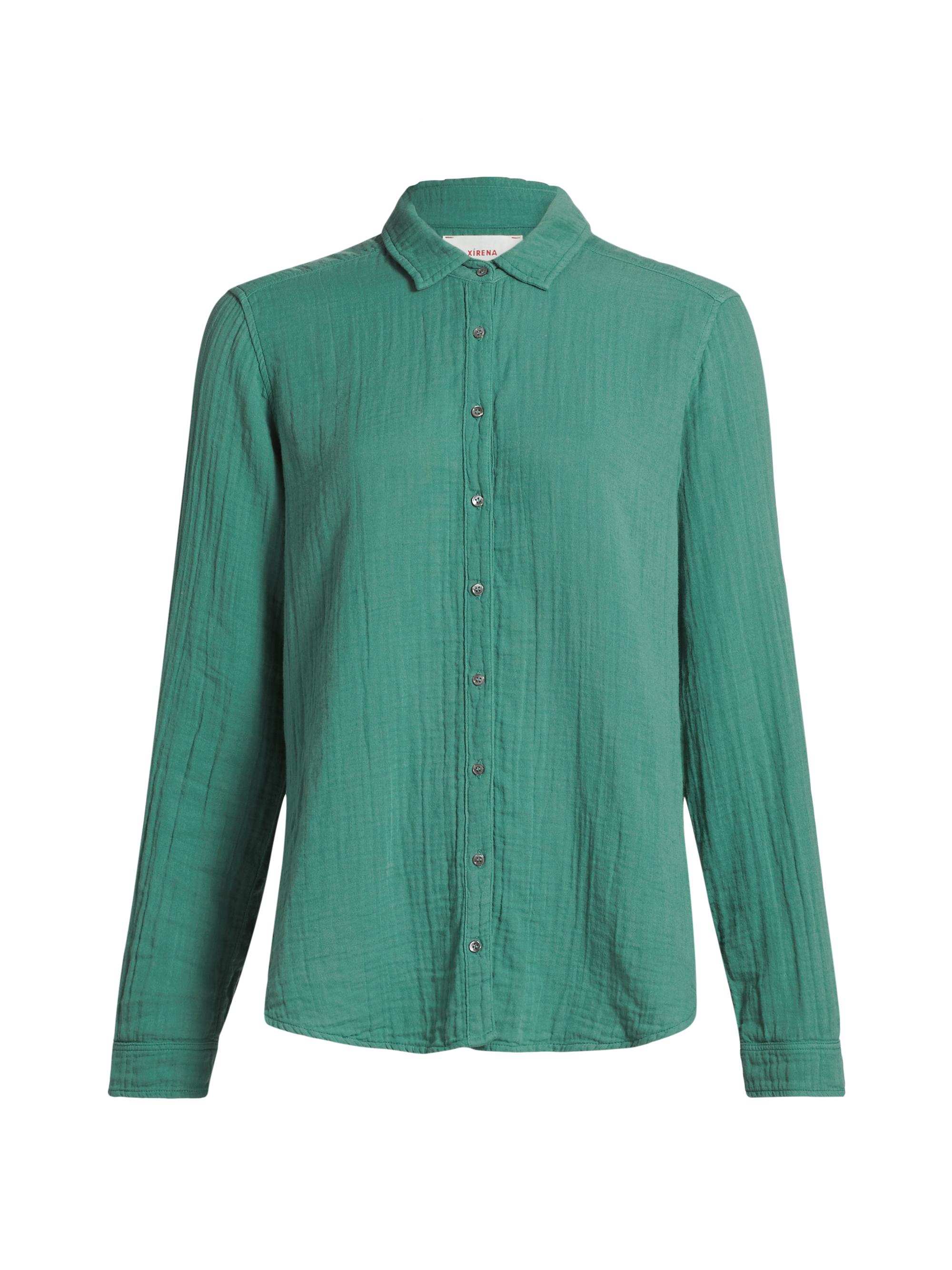 XÍRENA Women's Scout Cotton Button-Front Shirt - Bottle Green