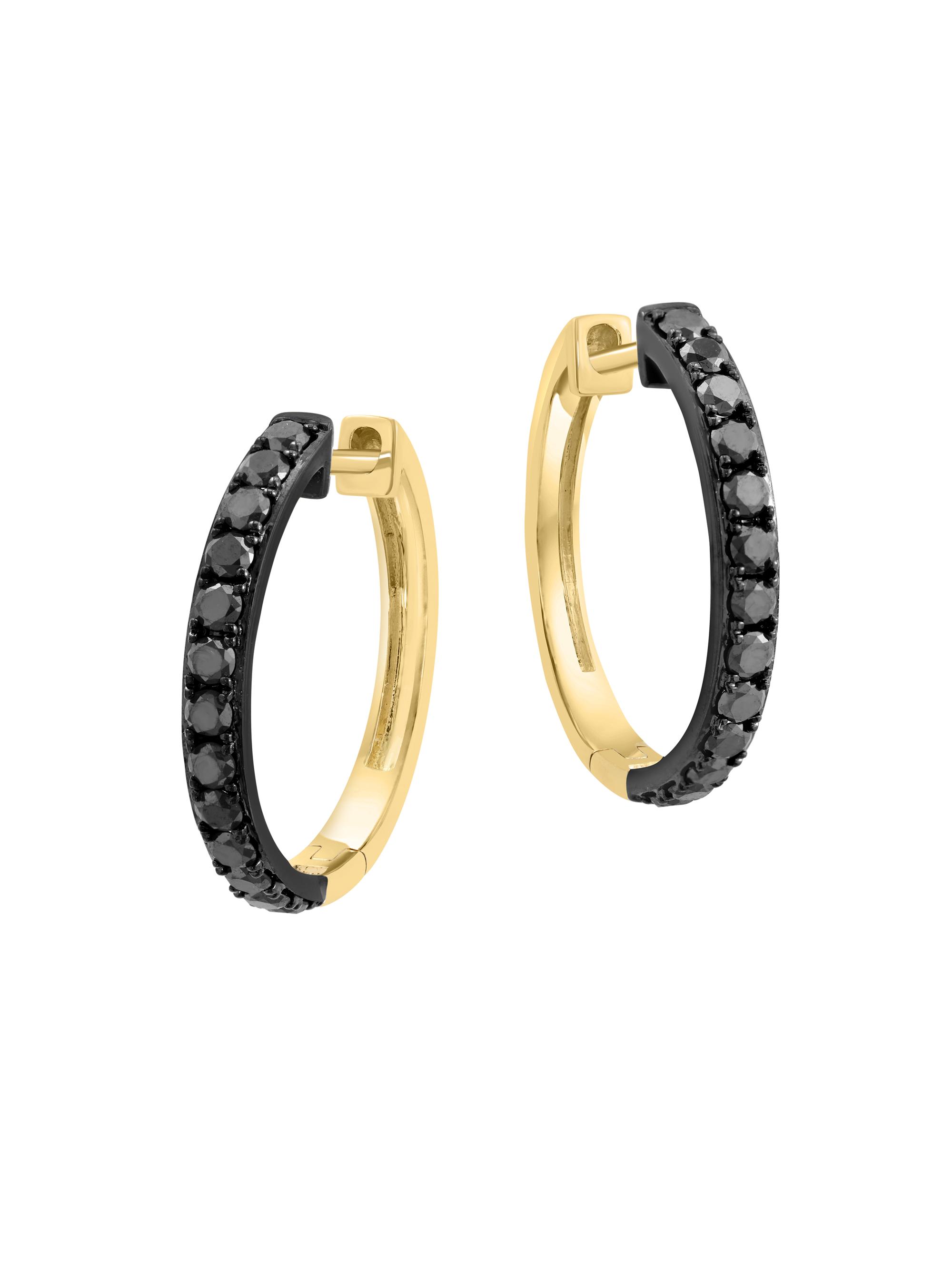 Saks Fifth Avenue Collection Women's 14K Yellow Gold & 0.47 TCW Black Diamond Hoop Earrings/19MM x 3MM - Yellow Gold