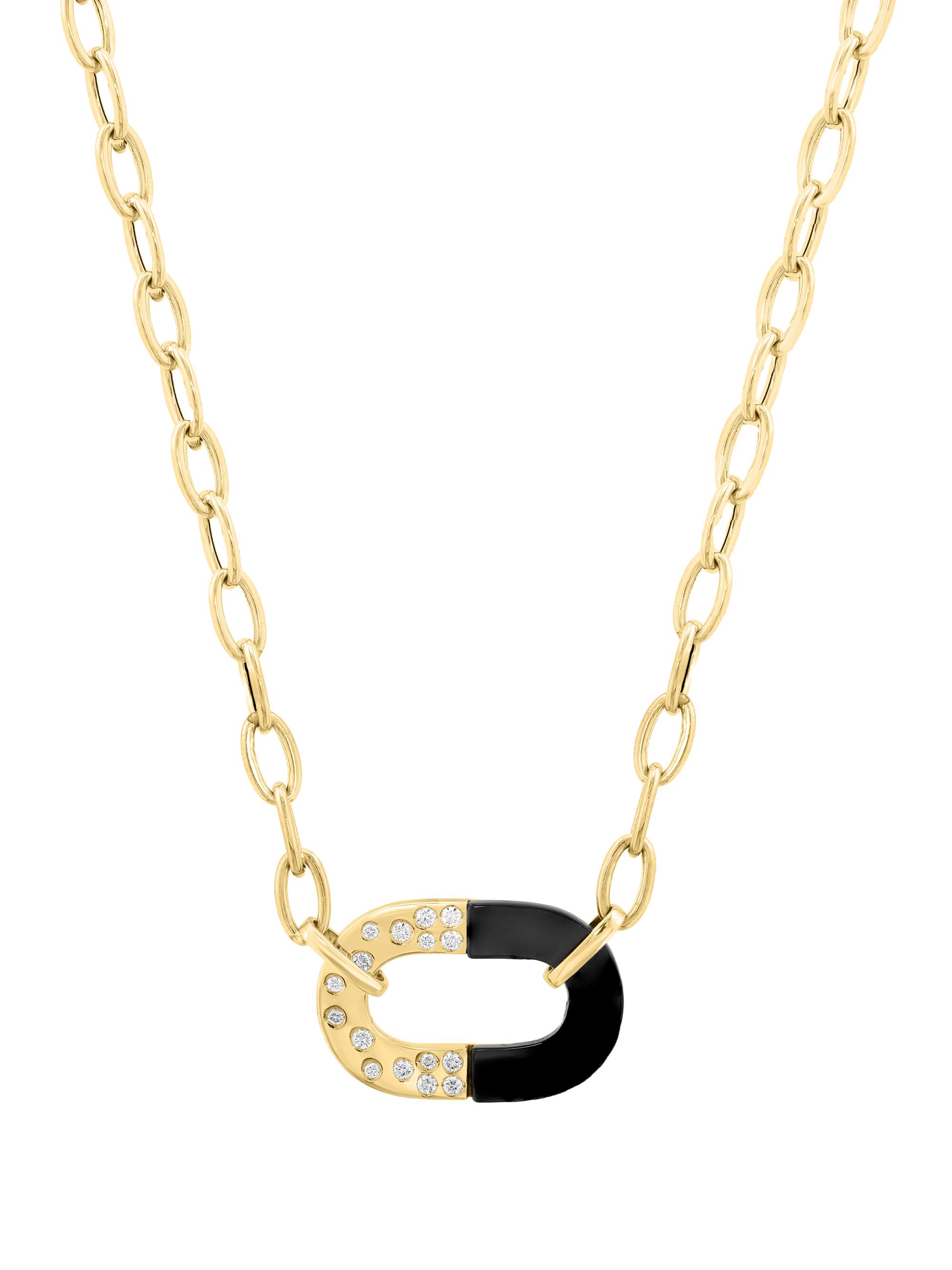 Saks Fifth Avenue Collection Women's 14K Yellow Gold, Onyx & 0.23 TCW Diamond Necklace - Yellow Gold