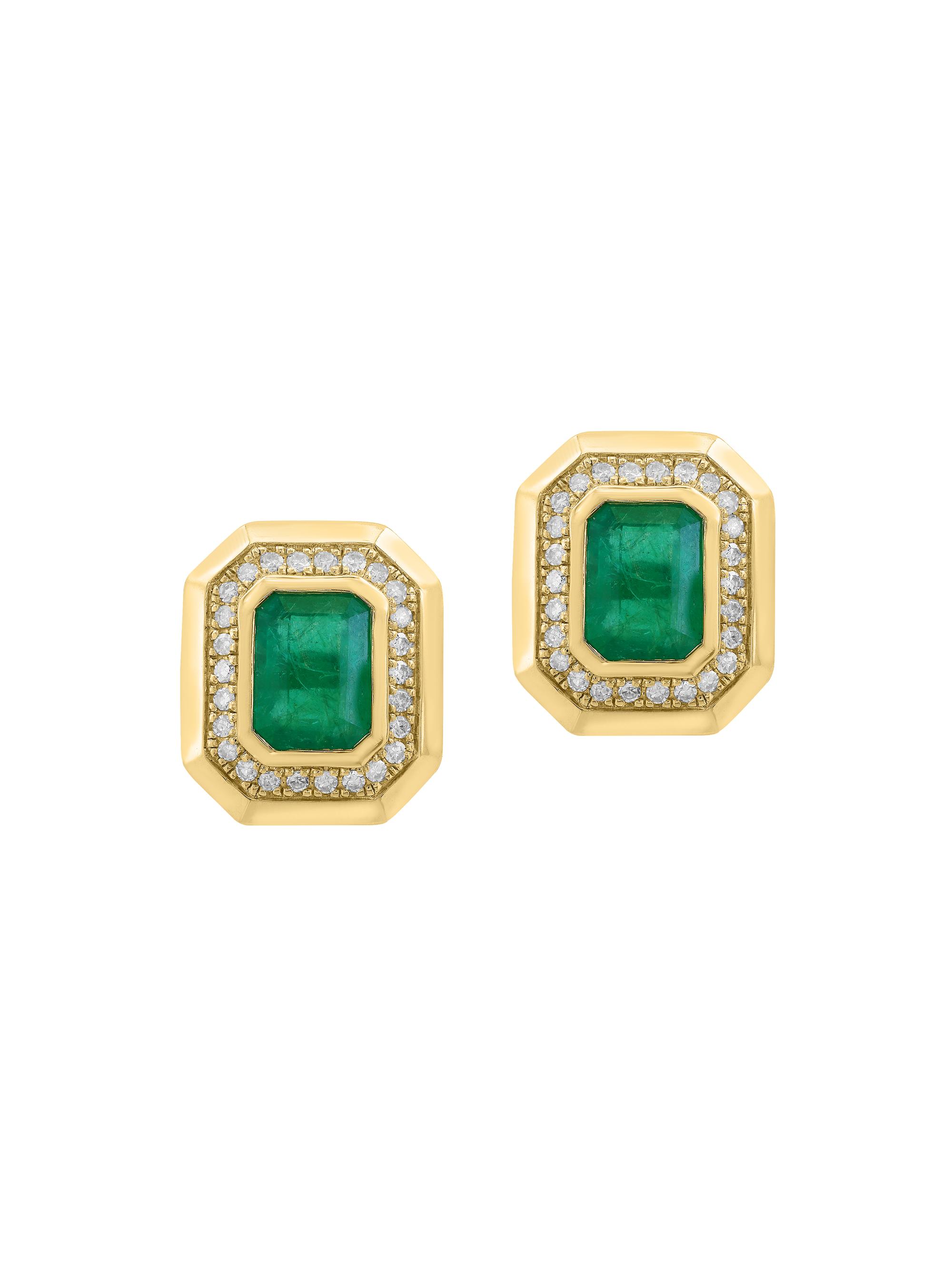 Saks Fifth Avenue Collection Women's 14K Yellow Gold, Emerald & 0.25 TCW Diamond Stud Earrings - Yellow Gold