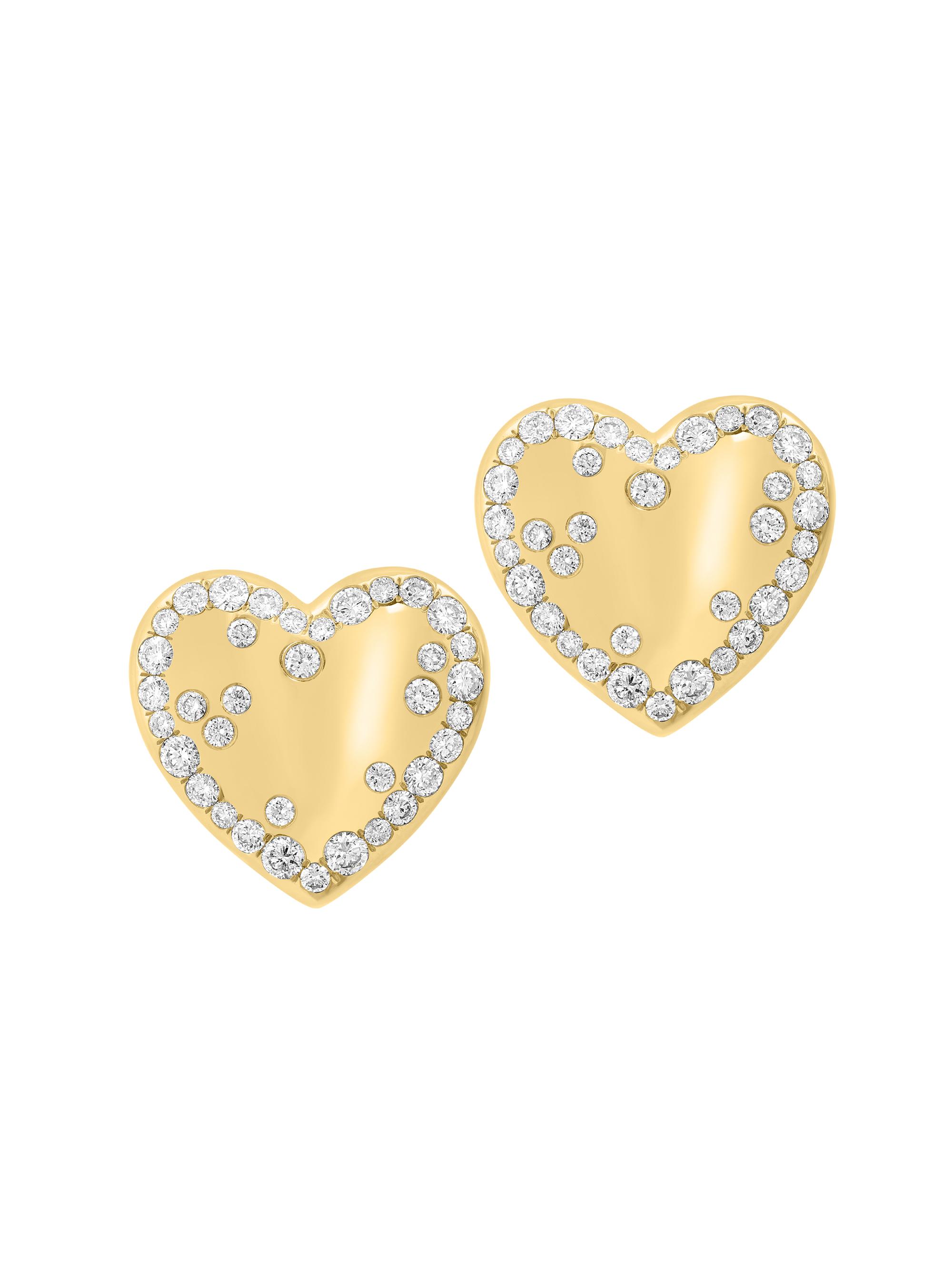 Saks Fifth Avenue Collection Women's 14K Yellow Gold & 1.69 TCW Diamond Heart Earrings - Yellow Gold