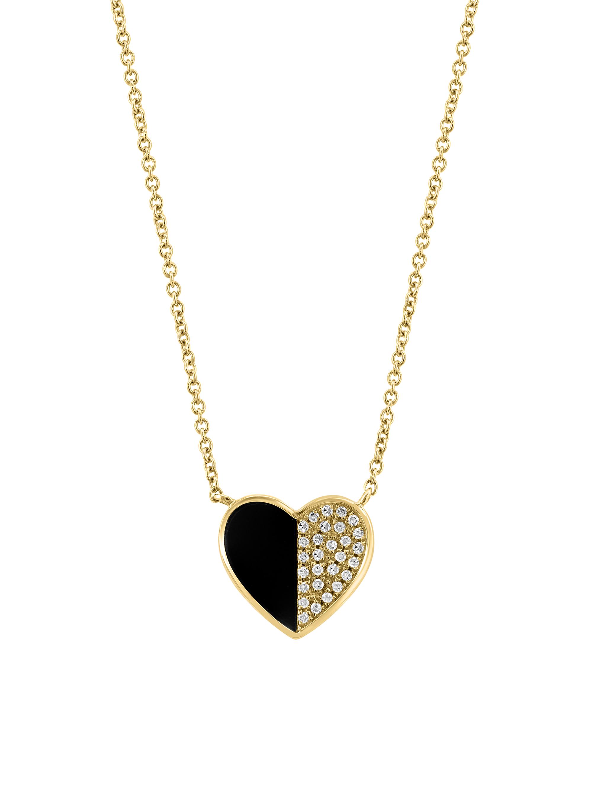 Saks Fifth Avenue Collection Women's 14K Yellow Gold, Onyx & 0.08 TCW Diamond Heart Pendant Necklace - Yellow Gold