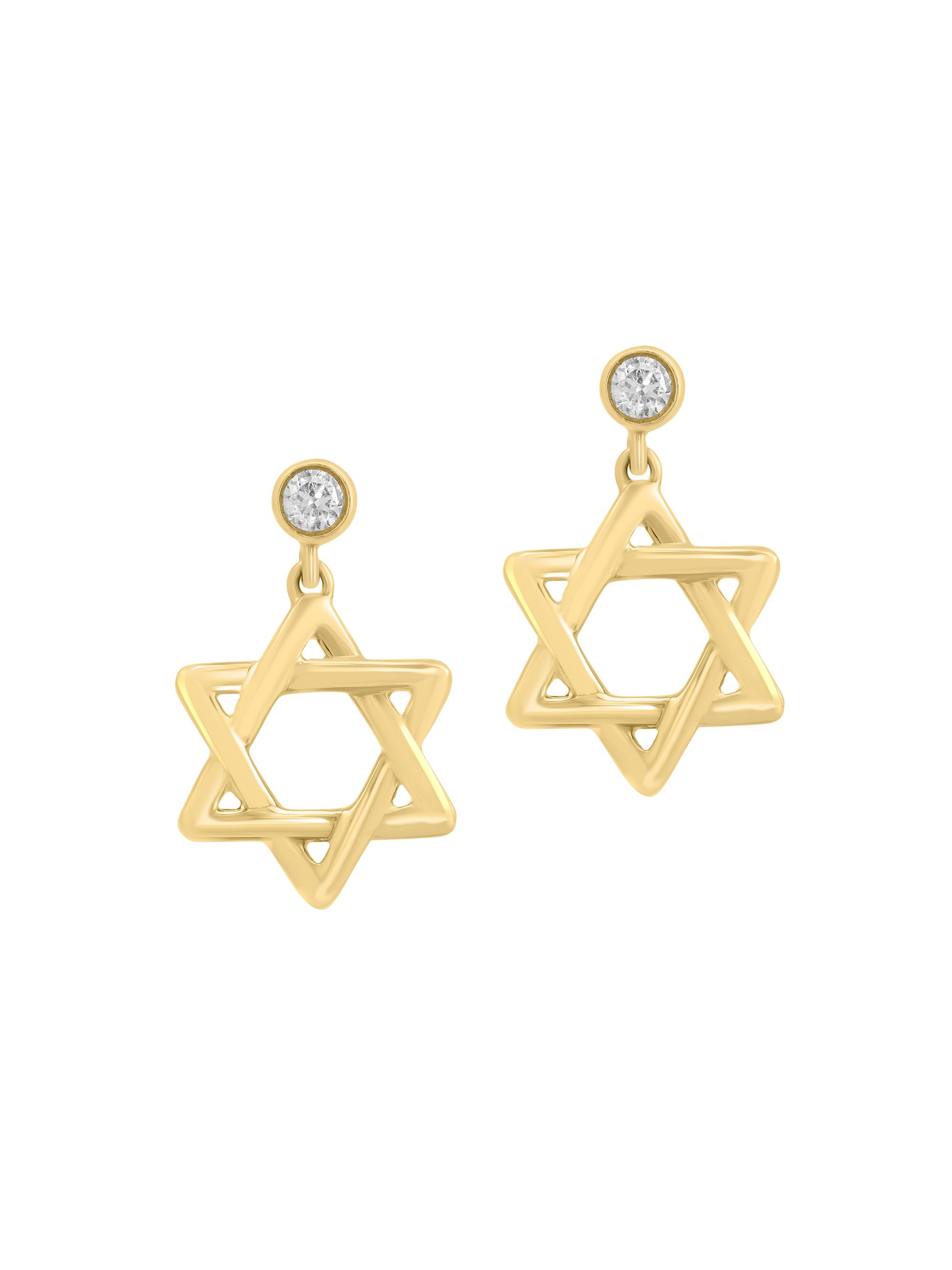Saks Fifth Avenue Collection Women's Star Of David 14K Yellow Gold & 0.07 TCW Diamond Drop Earrings - Yellow Gold
