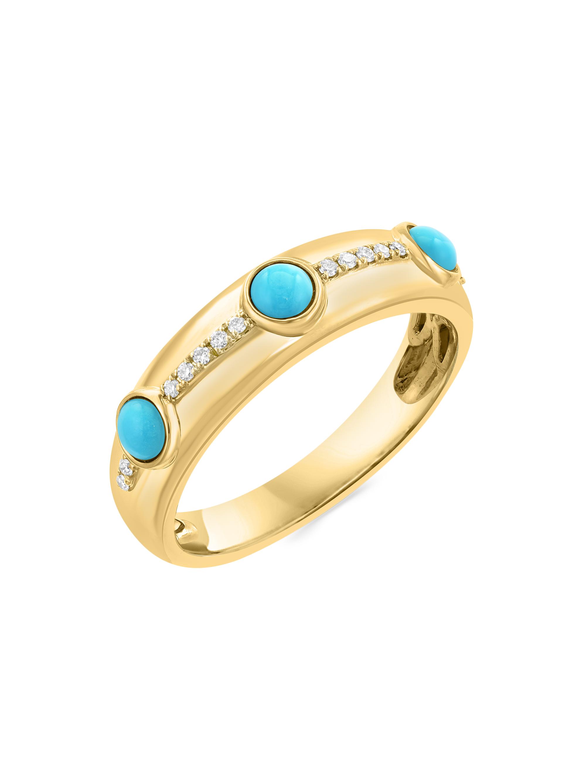 Saks Fifth Avenue Collection Women's 14K Yellow Gold, Turquoise & 0.05 TCW Diamond Ring - Yellow Gold