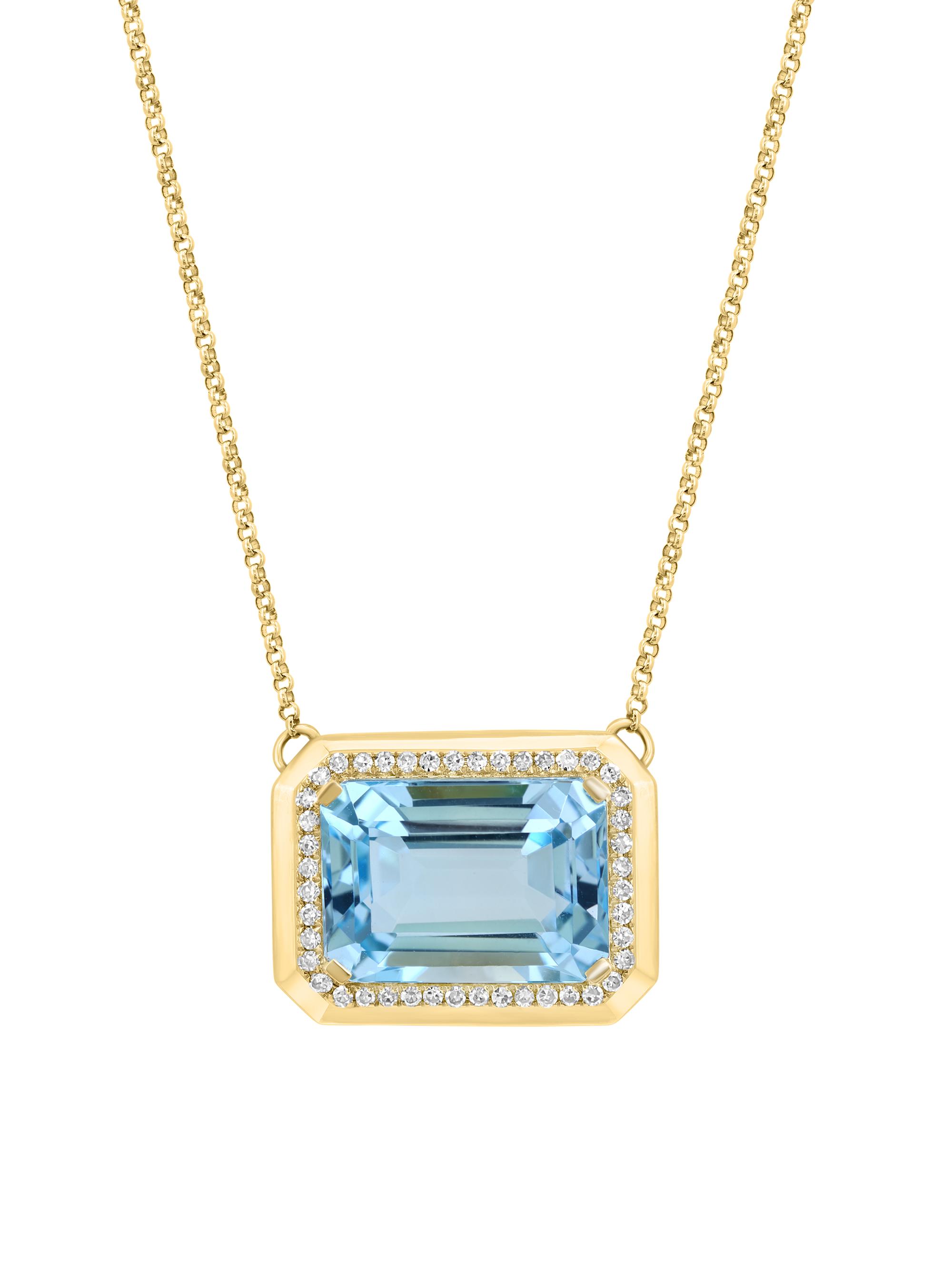 Saks Fifth Avenue Collection Women's 14K Yellow Gold, Sky Blue Topaz & 0.17 TCW Diamond Pendant Necklace - Yellow Gold