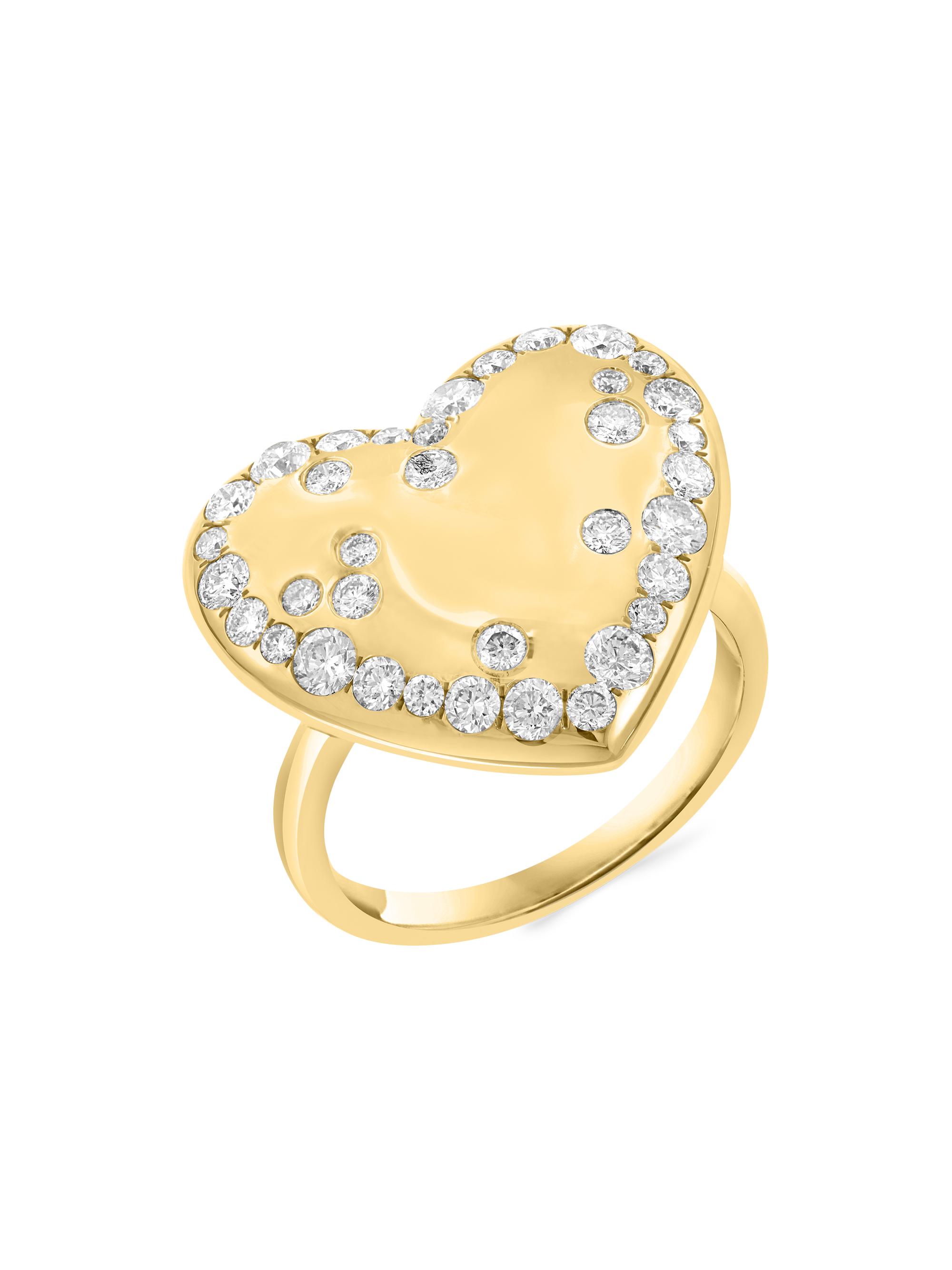 Saks Fifth Avenue Collection Women's 14K Yellow Gold & 1.17 TCW Diamond Heart Ring - Yellow Gold