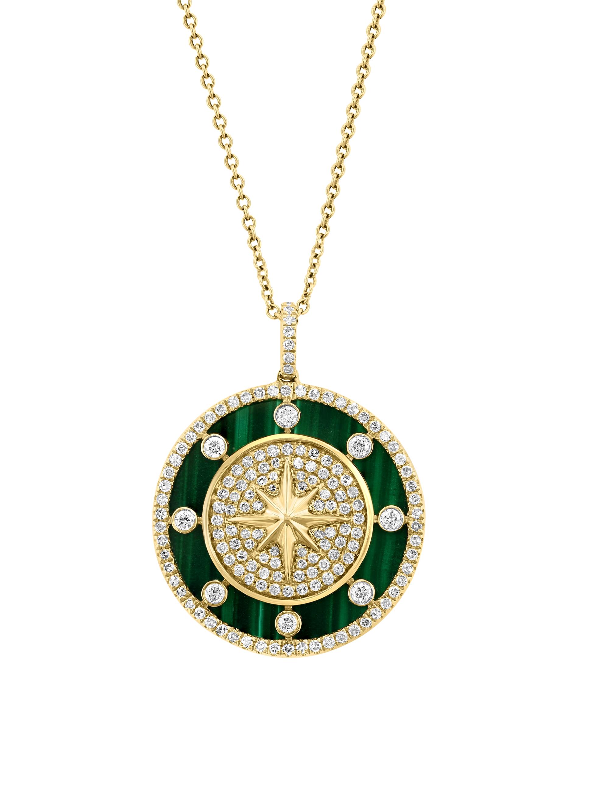 Saks Fifth Avenue Collection Women's 14K Yellow Gold, Malachite & 0.69 TCW Diamond Pendant Necklace - Yellow Gold