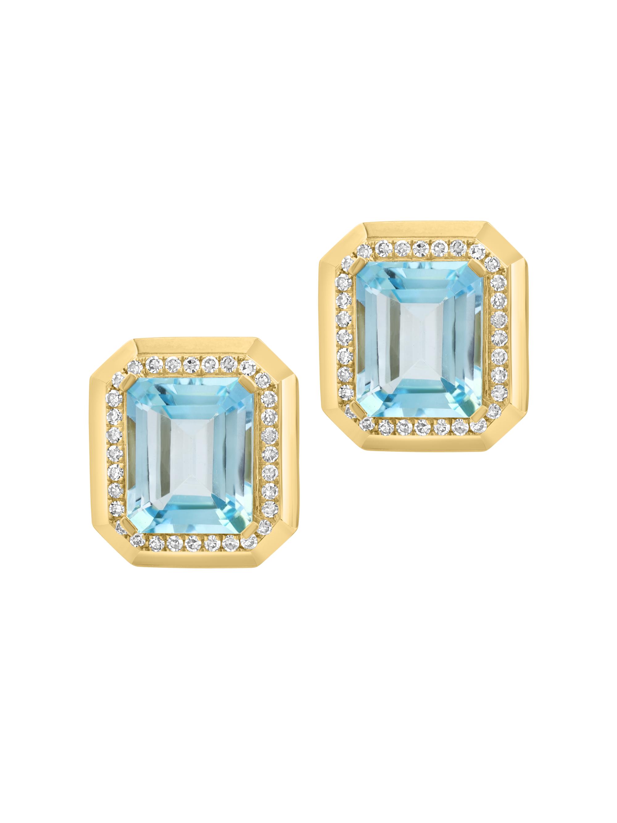 Saks Fifth Avenue Collection Women's 14K Yellow Gold, Sky Blue Topaz & 0.25 TCW Diamond Earrings - Yellow Gold