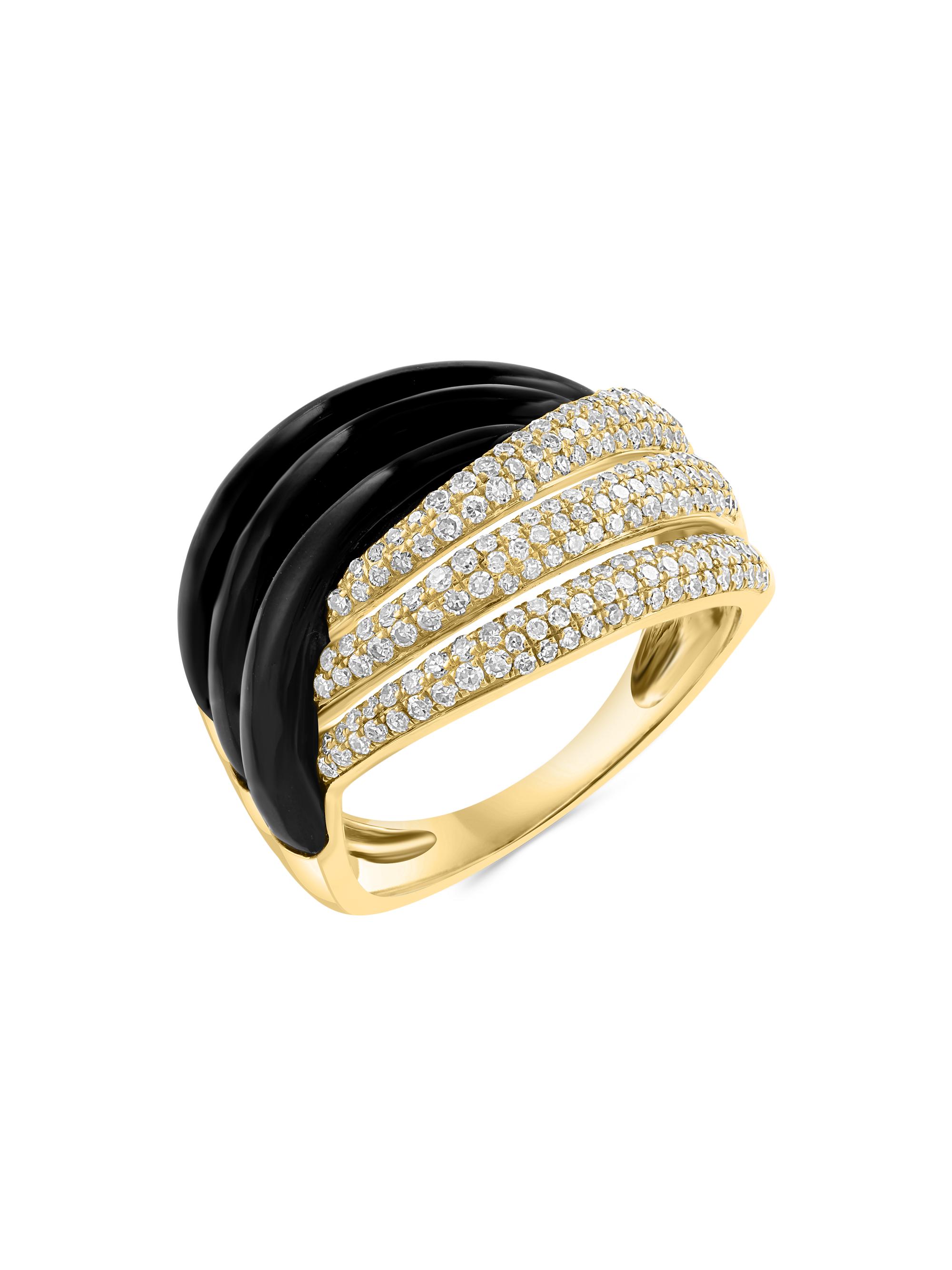 Saks Fifth Avenue Collection Women's 14K Yellow Gold, Onyx & 0.61 TCW Diamond Ring - Yellow Gold