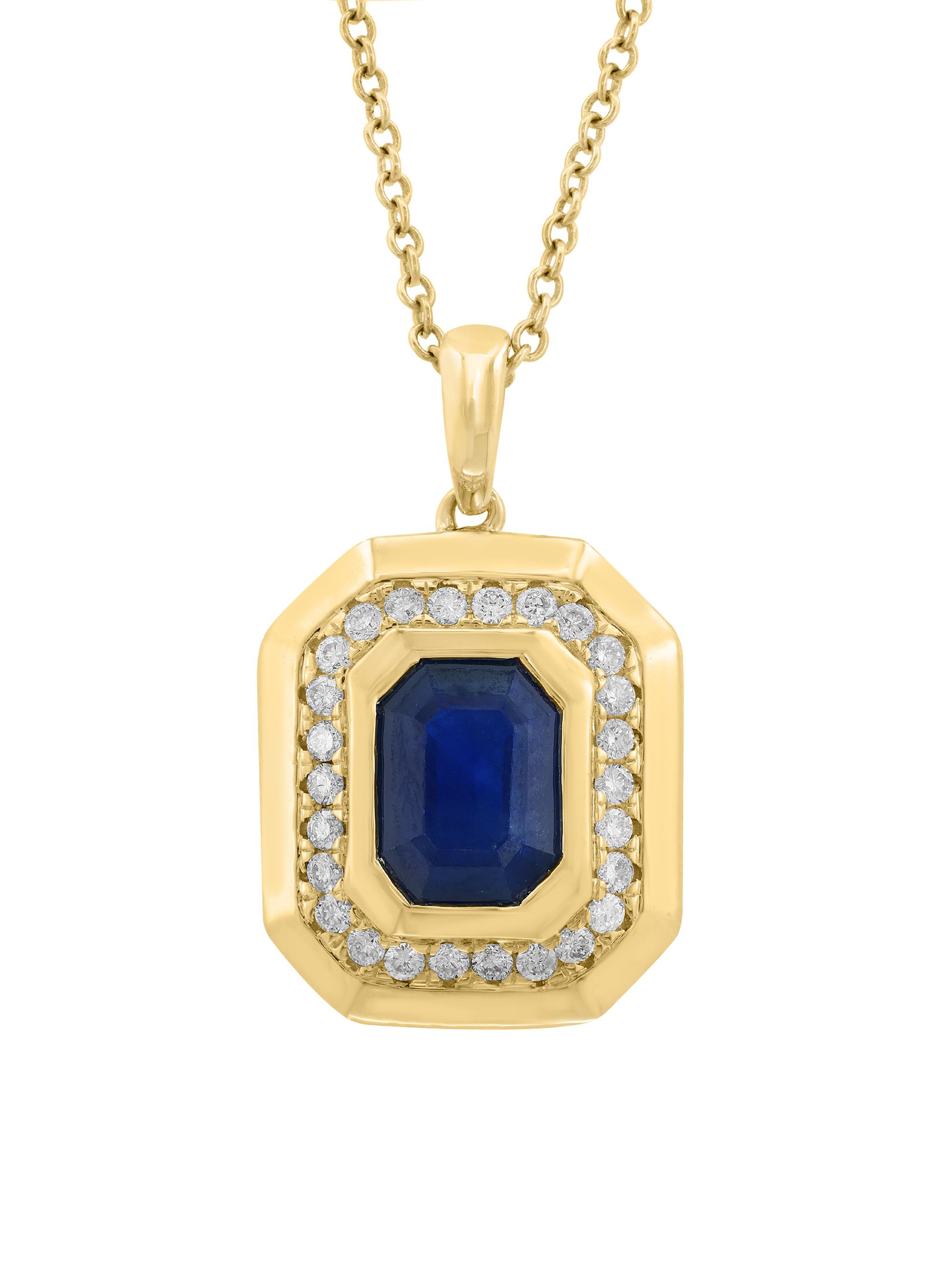 Saks Fifth Avenue Collection Women's 14K Yellow Gold, Blue Sapphire & 0.25 TCW Diamond Pendant Necklace - Yellow Gold