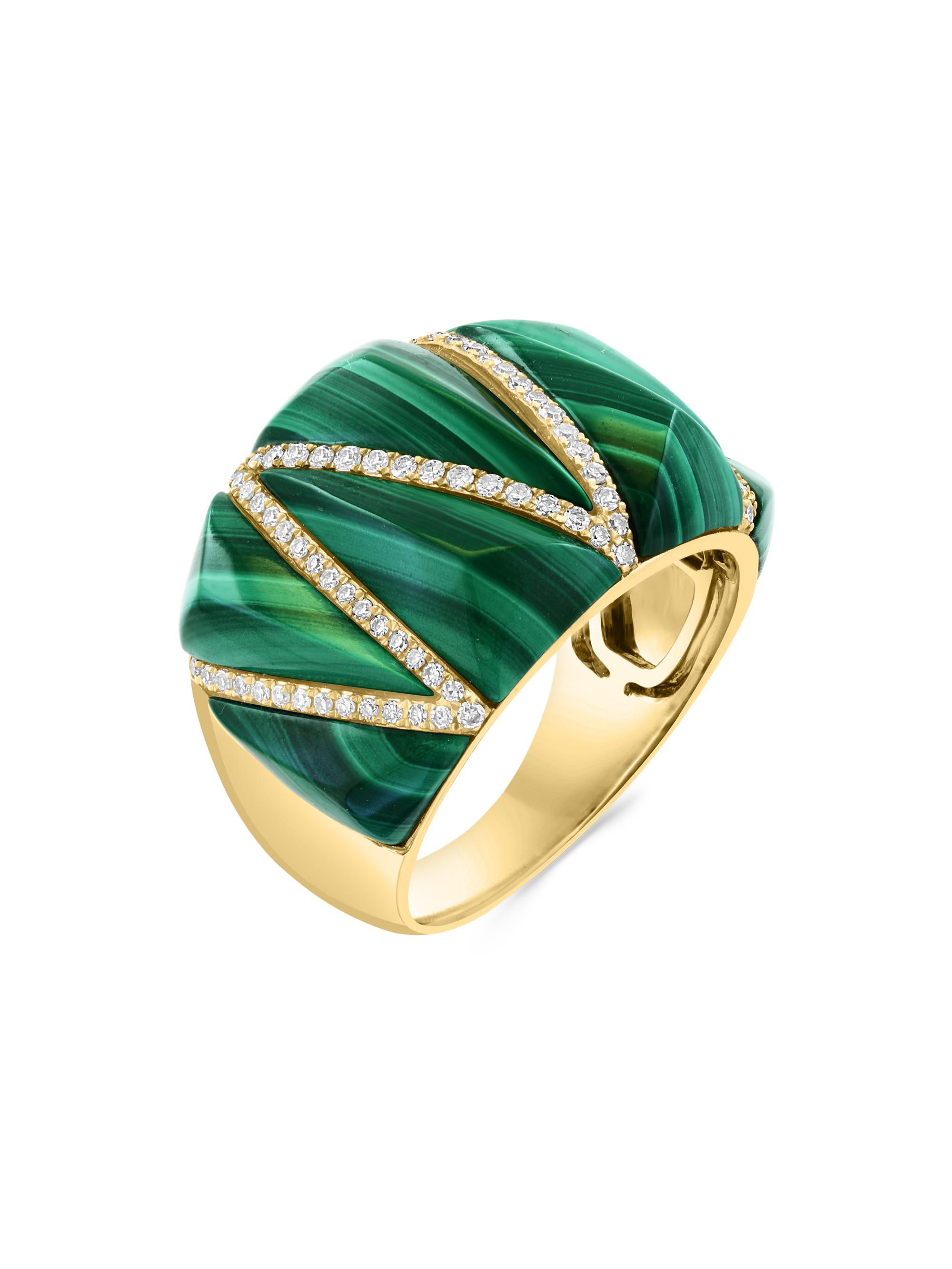 Saks Fifth Avenue Collection Women's 14K Yellow Gold, Malachite & 0.30 TCW Diamond Ring - Yellow Gold