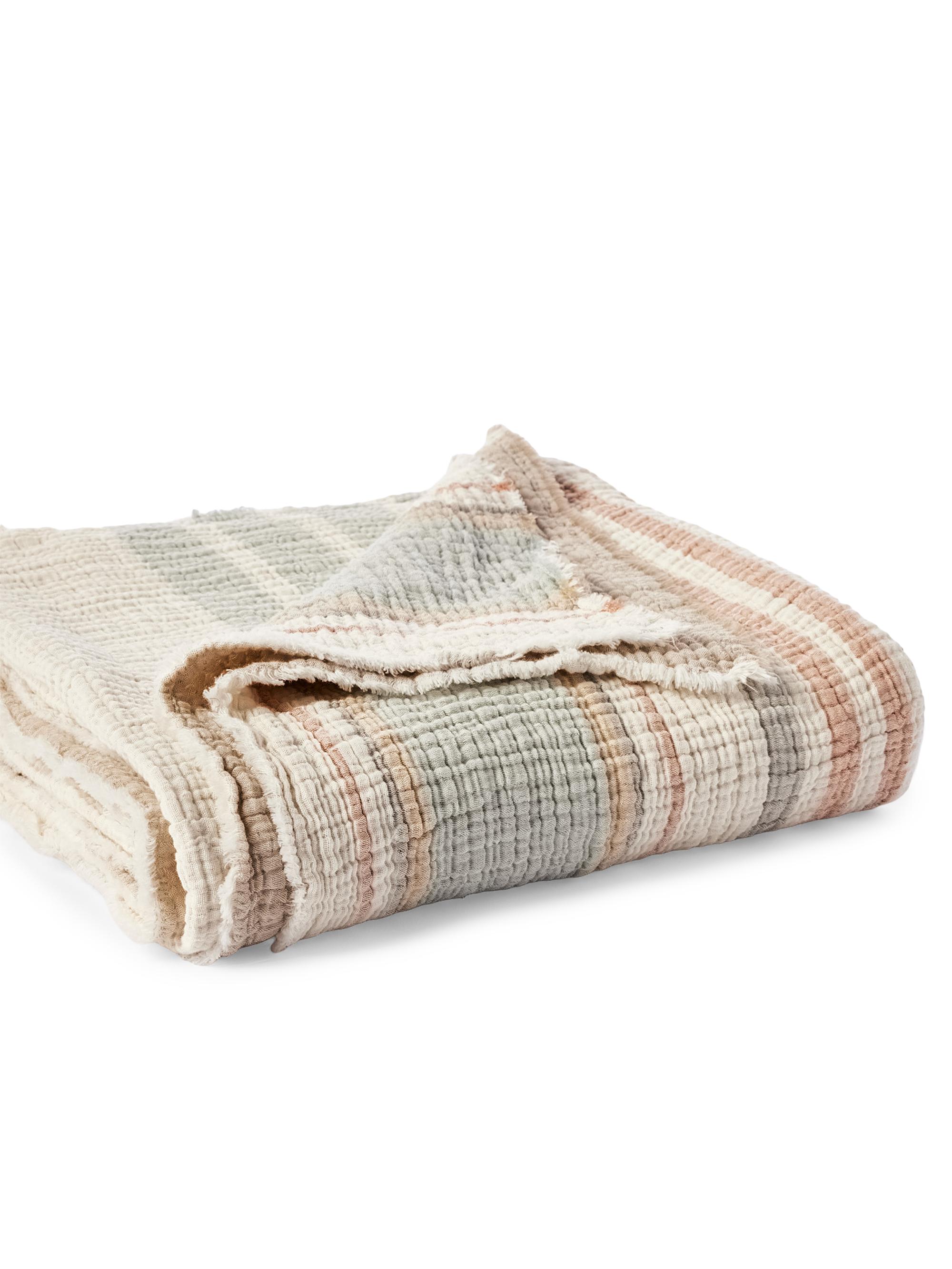 Coyuchi Topanga Striped Organic Matelasse Throw - Terra Stripe