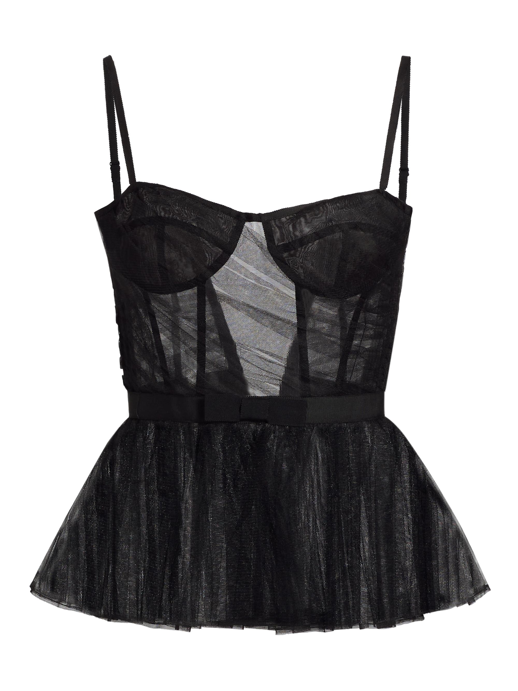 トップス fairy tulle bustier tulle peplum tops TULLE PEPLUM BUSTIER DRESS WITH BELL-SHAPED CAGE AND BEADED