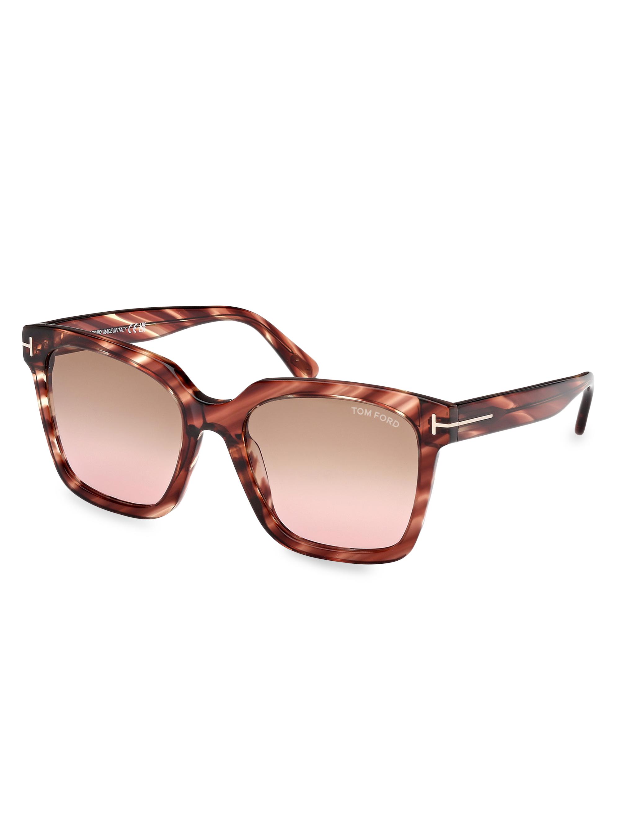 TOM FORD Women's Selby 55MM Square Sunglasses - Brown Red
