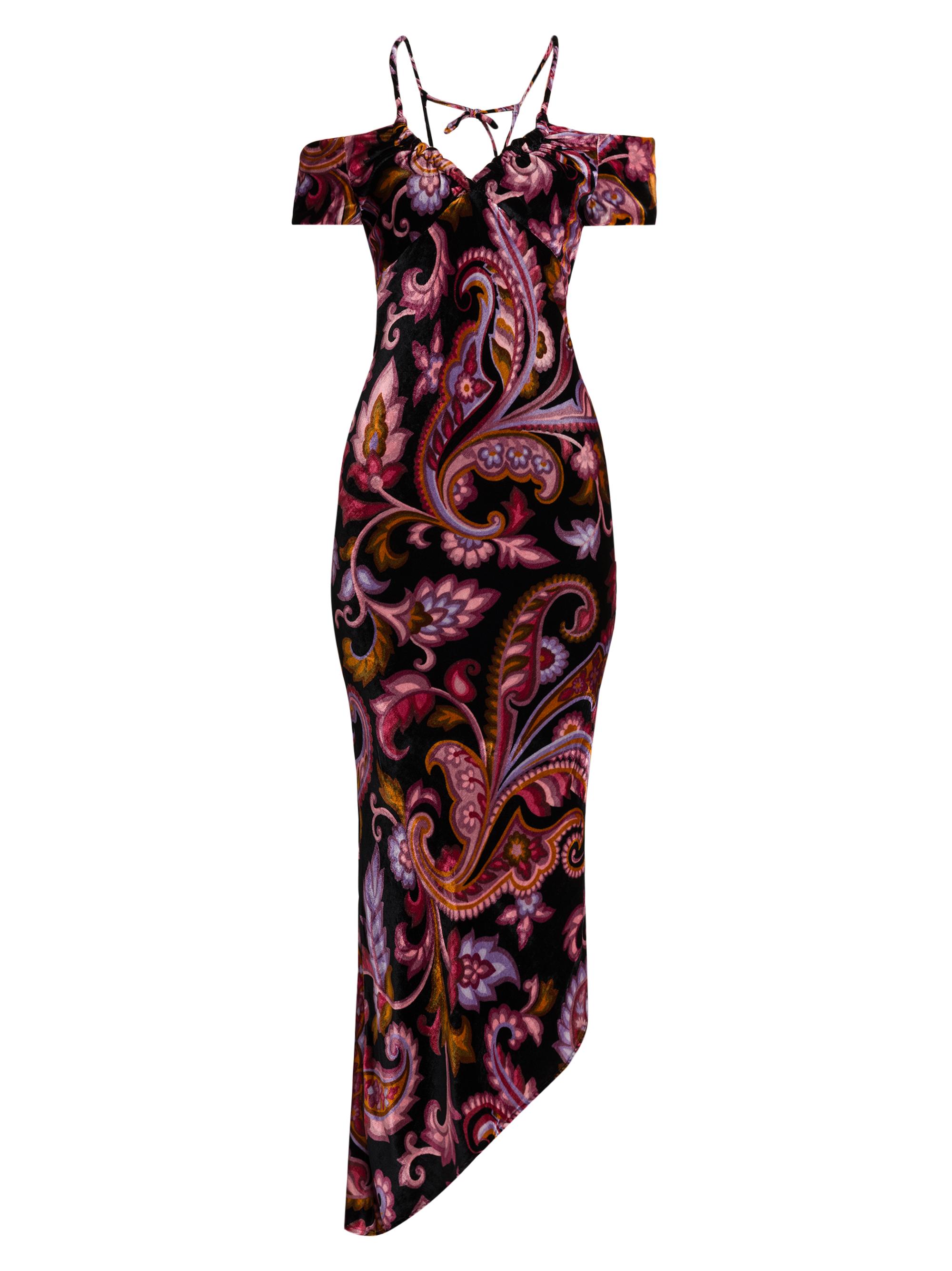 Etro Women's Paisley Off-the-Shoulder Midi-Dress - Printed Black Base