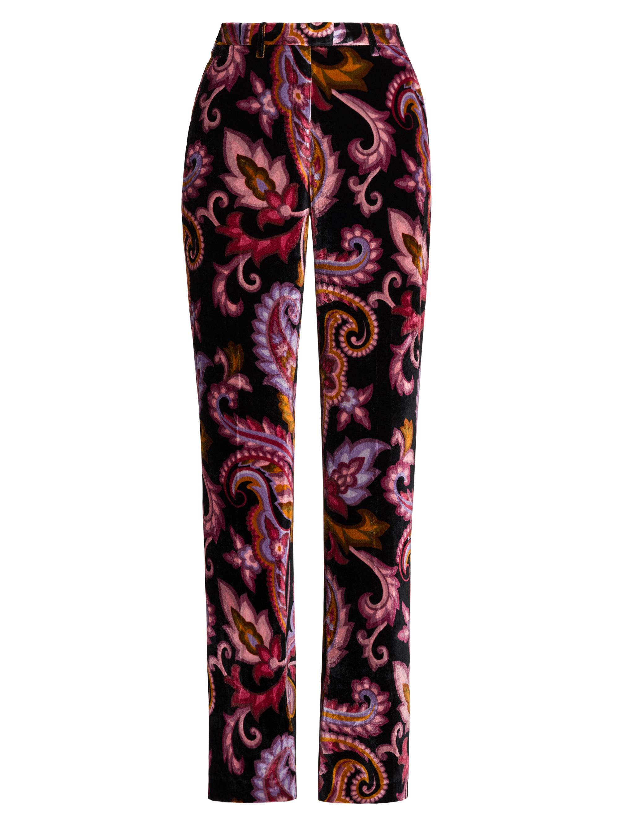 Etro Women's Paisley Slim-Fit Trousers - Printed Black Base