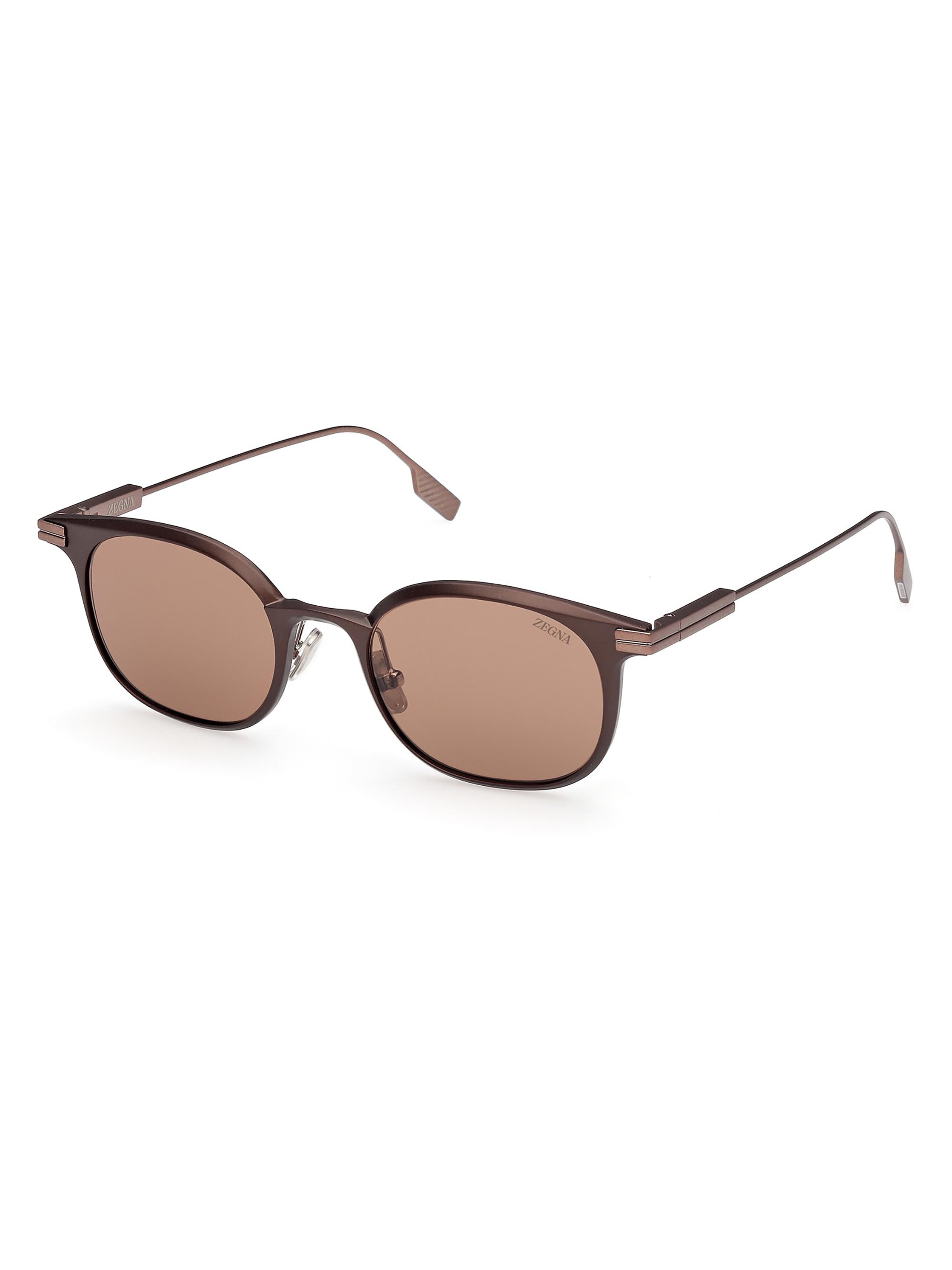 ZEGNA Men's 50MM Round Sunglasses - Dark Bronze