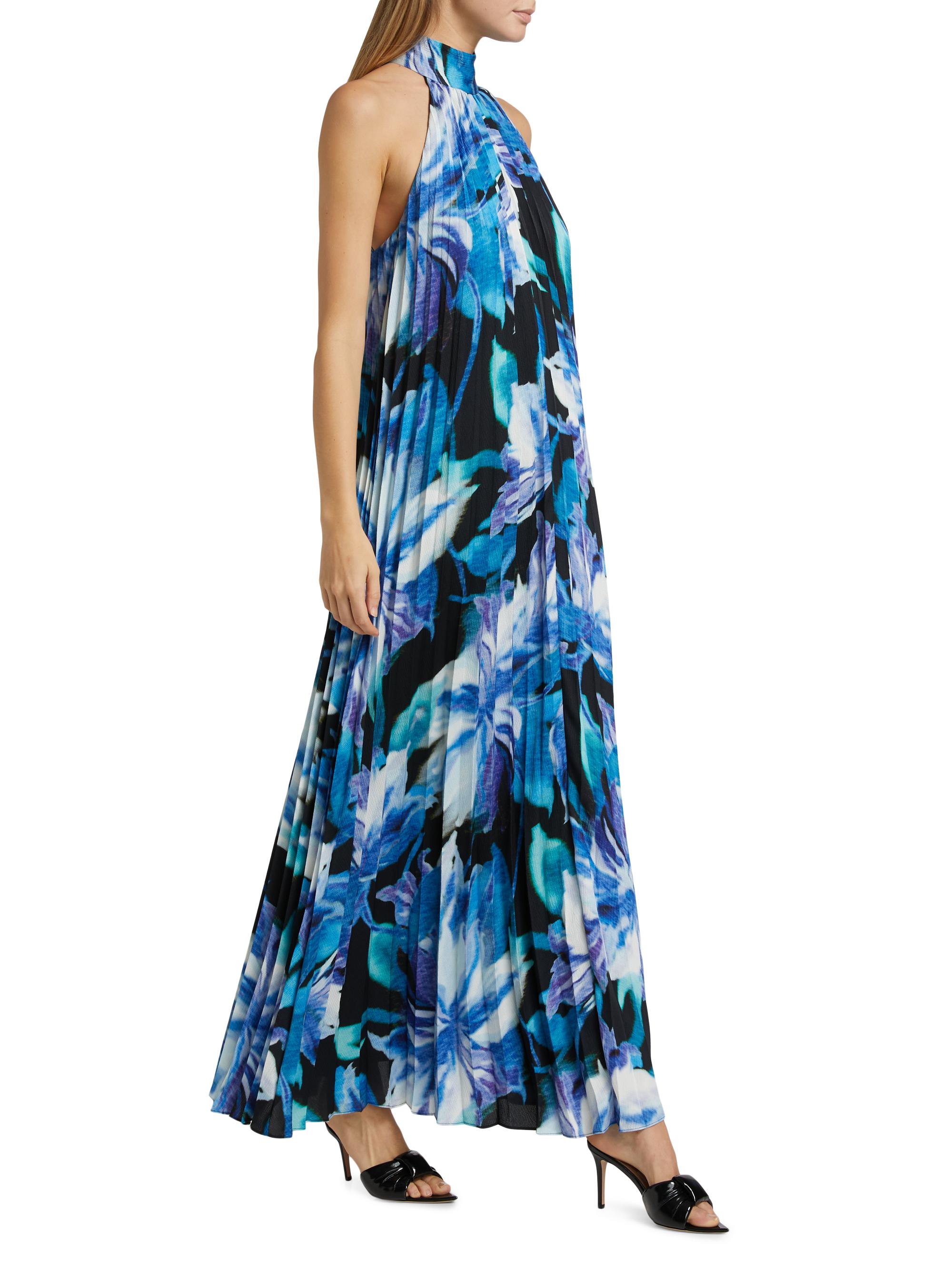 Ungaro Haze Floral Satin Pleated Maxi Dress | Saks Fifth Avenue