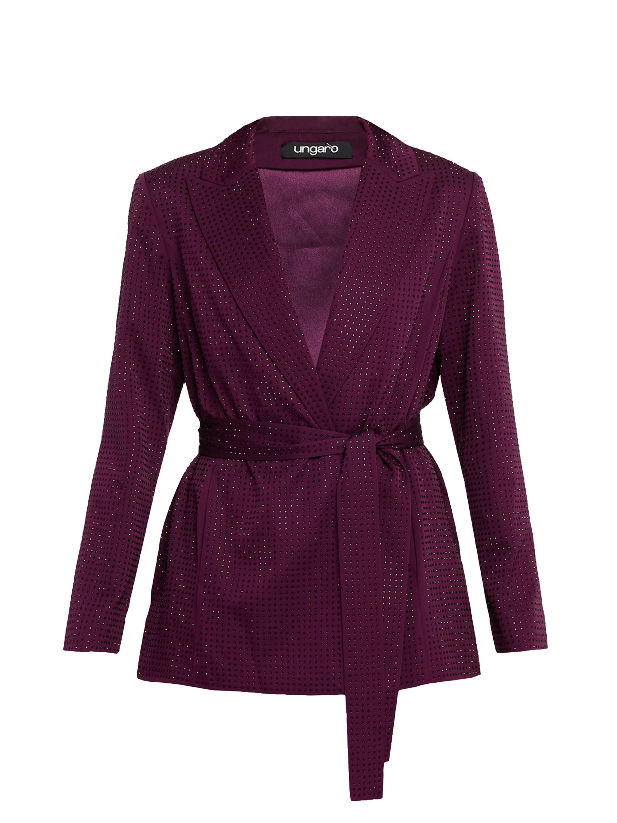 Ungaro Women's Willow Hotfix Stretch-Silk Self-Tie Jacket - Merlot
