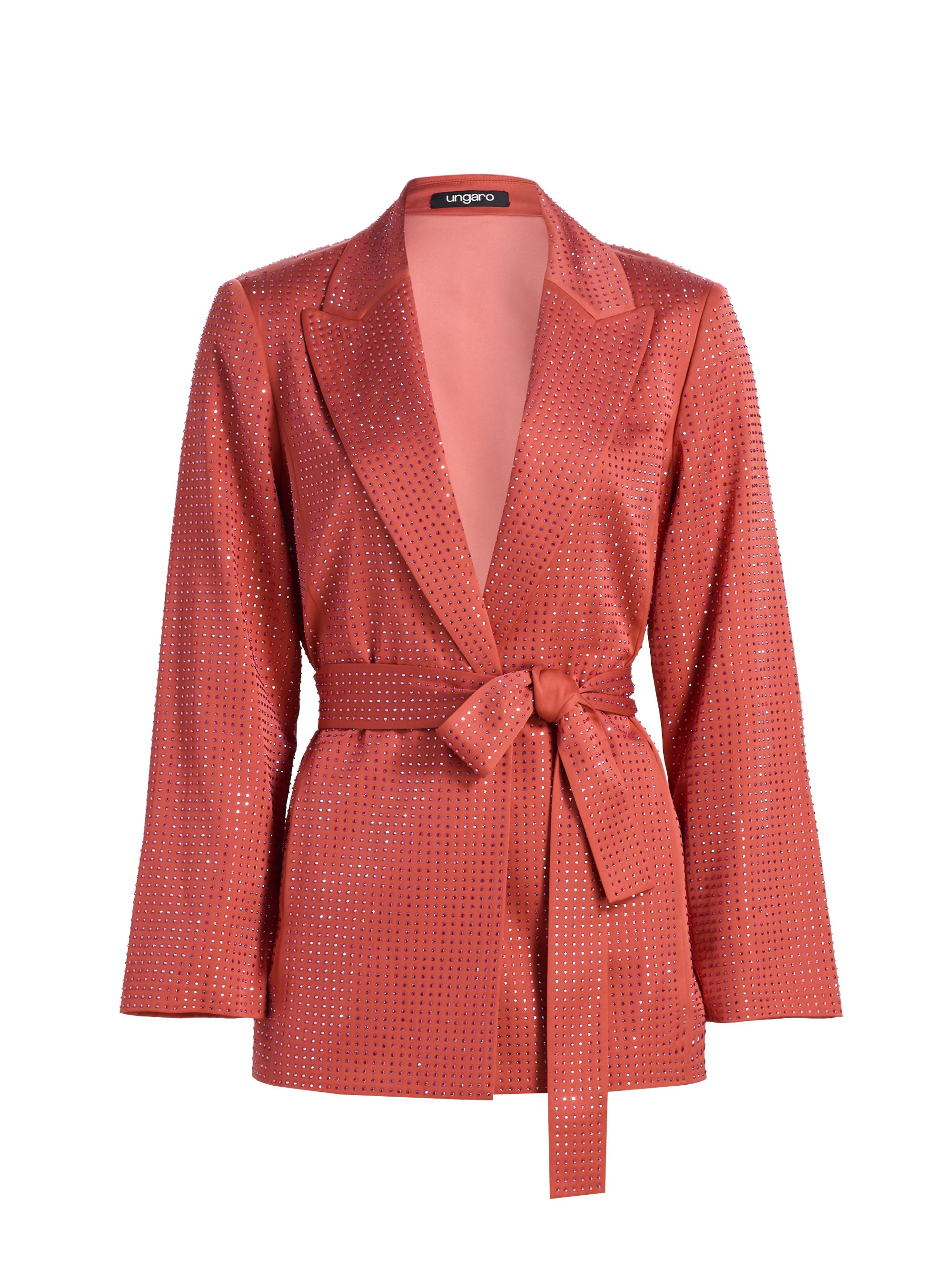 Ungaro Women's Willow Hotfix Stretch-Silk Self-Tie Jacket - Soft Peach | Thumbnail 8
