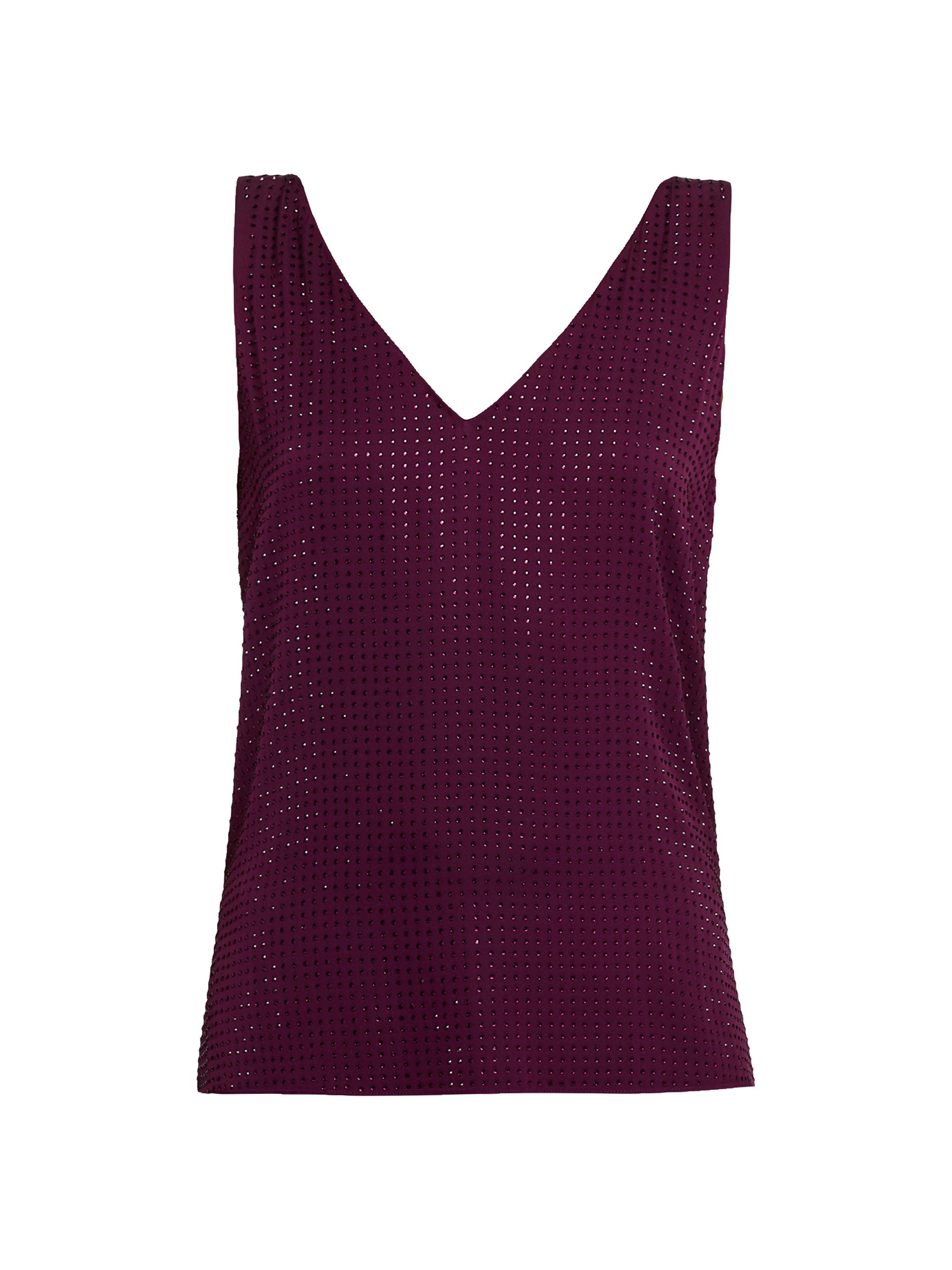 Ungaro Women's Rosie Hotfix Crystal Blouse - Merlot