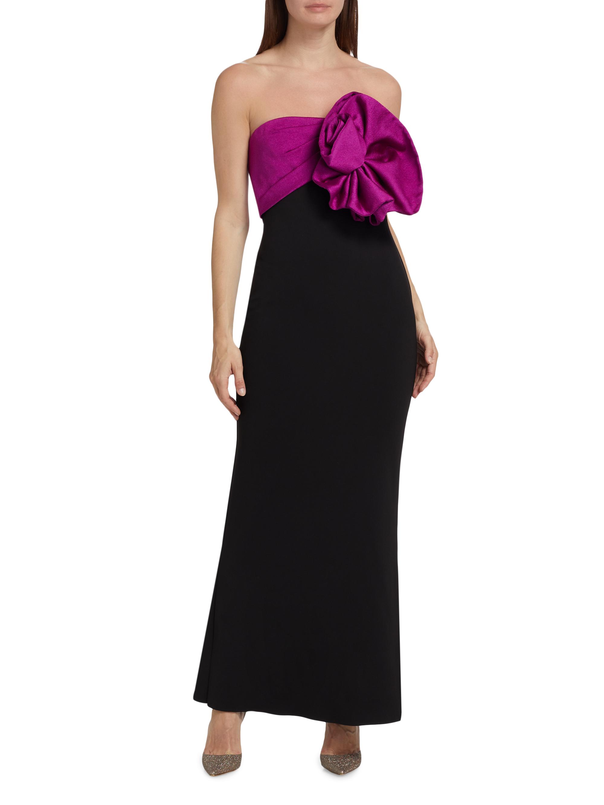 Badgley Mischka Two-Tone Rosette Strapless Cocktail Dress | Saks Fifth  Avenue