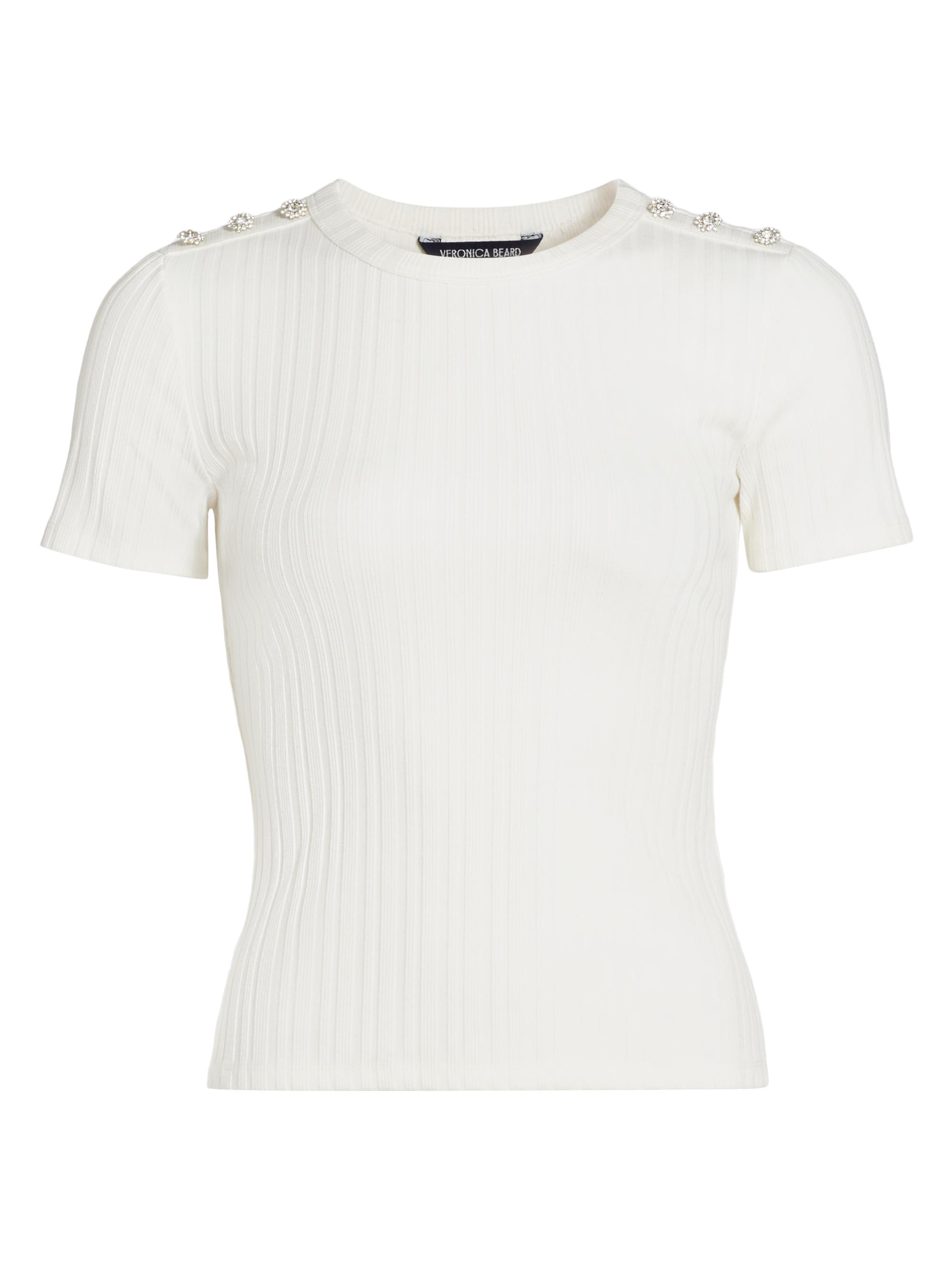 Veronica Beard Women's Draya Embellished Knit Crop T-Shirt - White